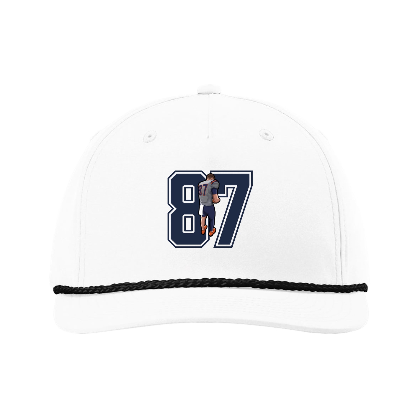 Five-Panel Classic Rope Cap — Number in White