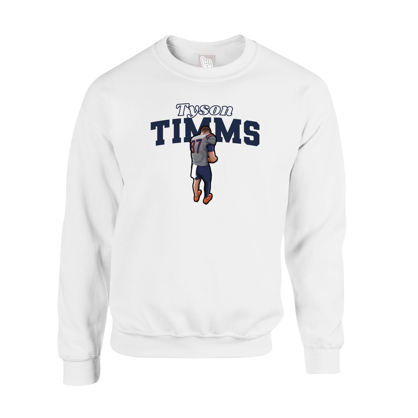 Fleece Crew — Name Arch in White