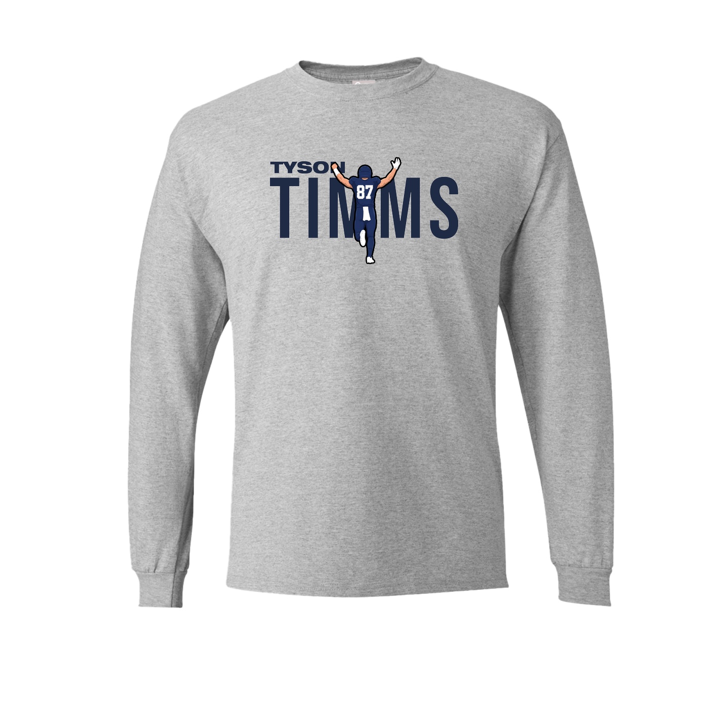 Long Sleeve Tee — Player Name in Grey