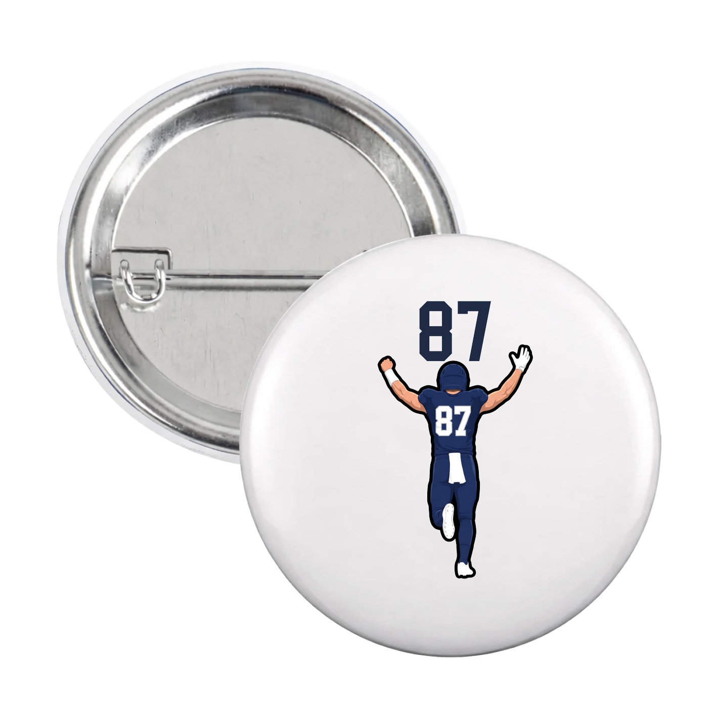 Game Day Button — Number Top in White