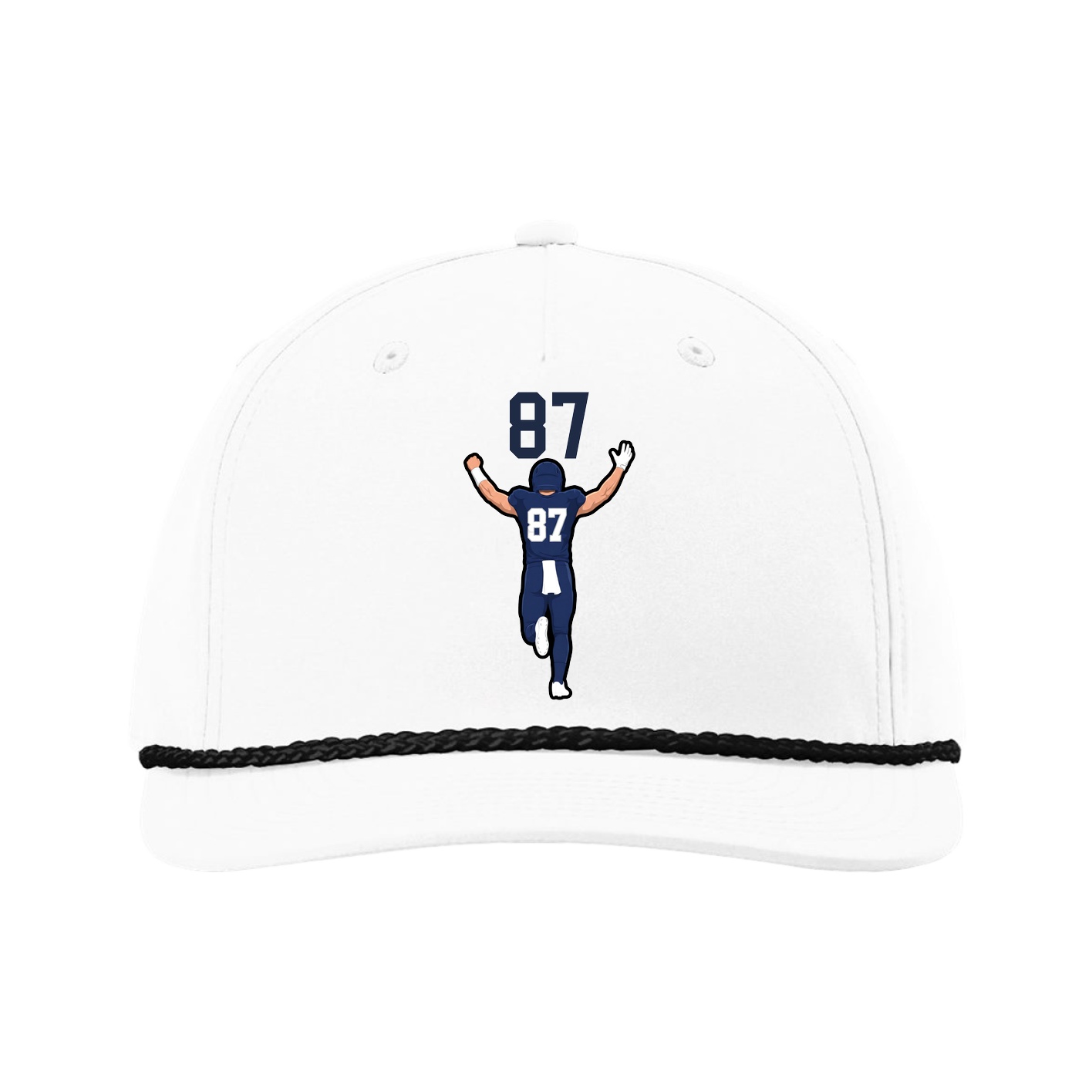 Five-Panel Classic Rope Cap — Number Top in White