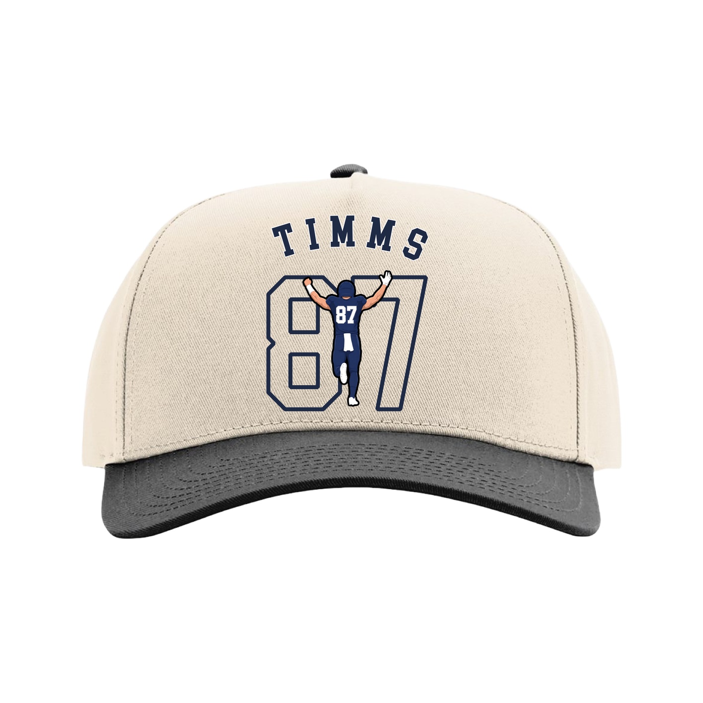 Full Fabric Five-Panel Champ Cap — Shirsey Arch in Cream/Black