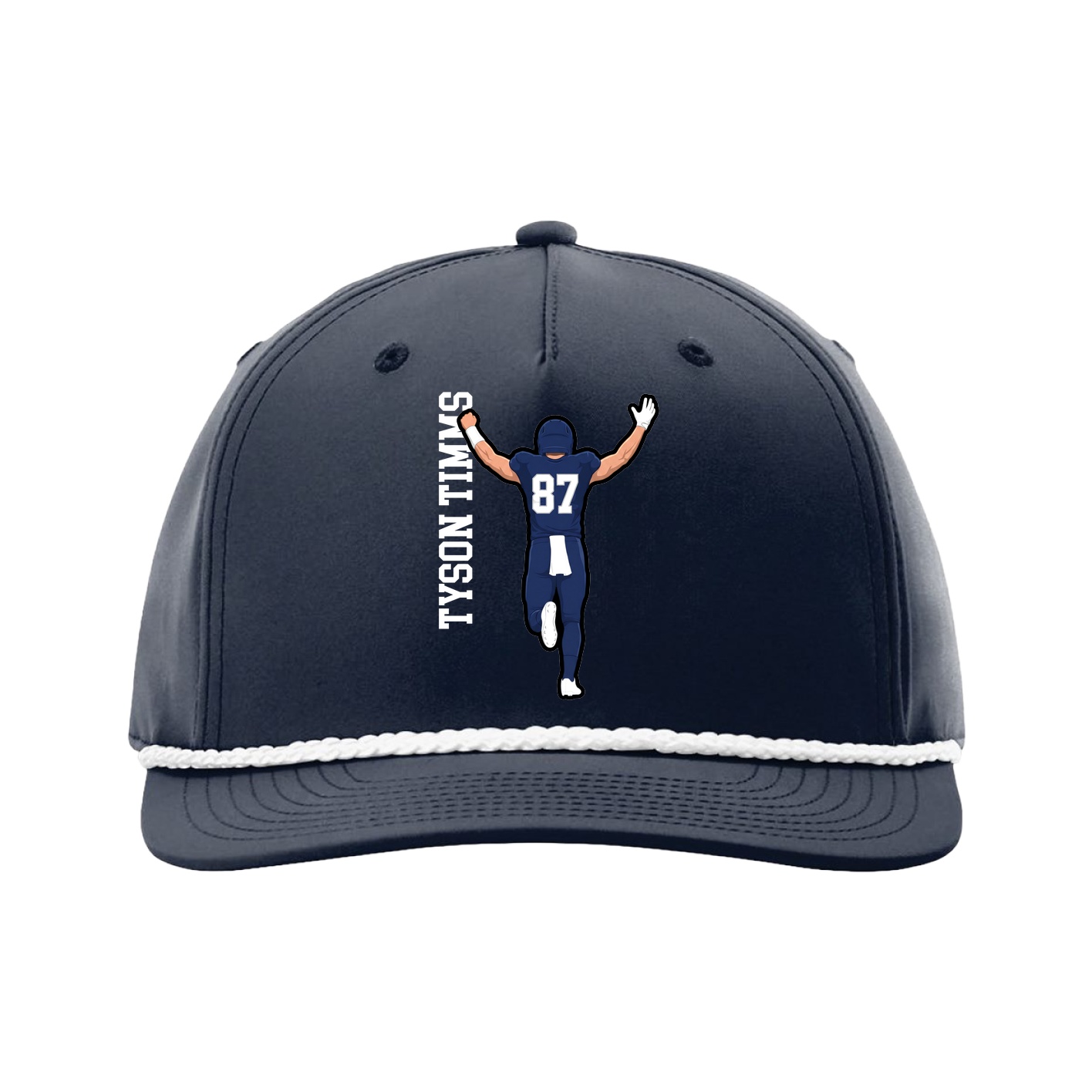 Five-Panel Classic Rope Cap — Name Vertical in Navy