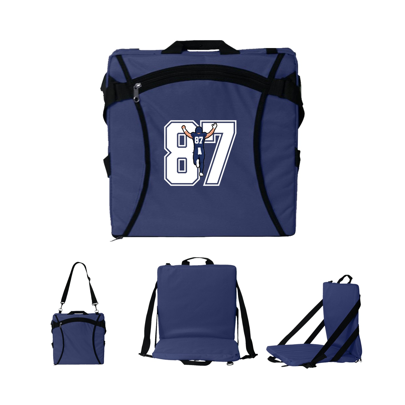 Folding Stadium Seat — Number in Navy