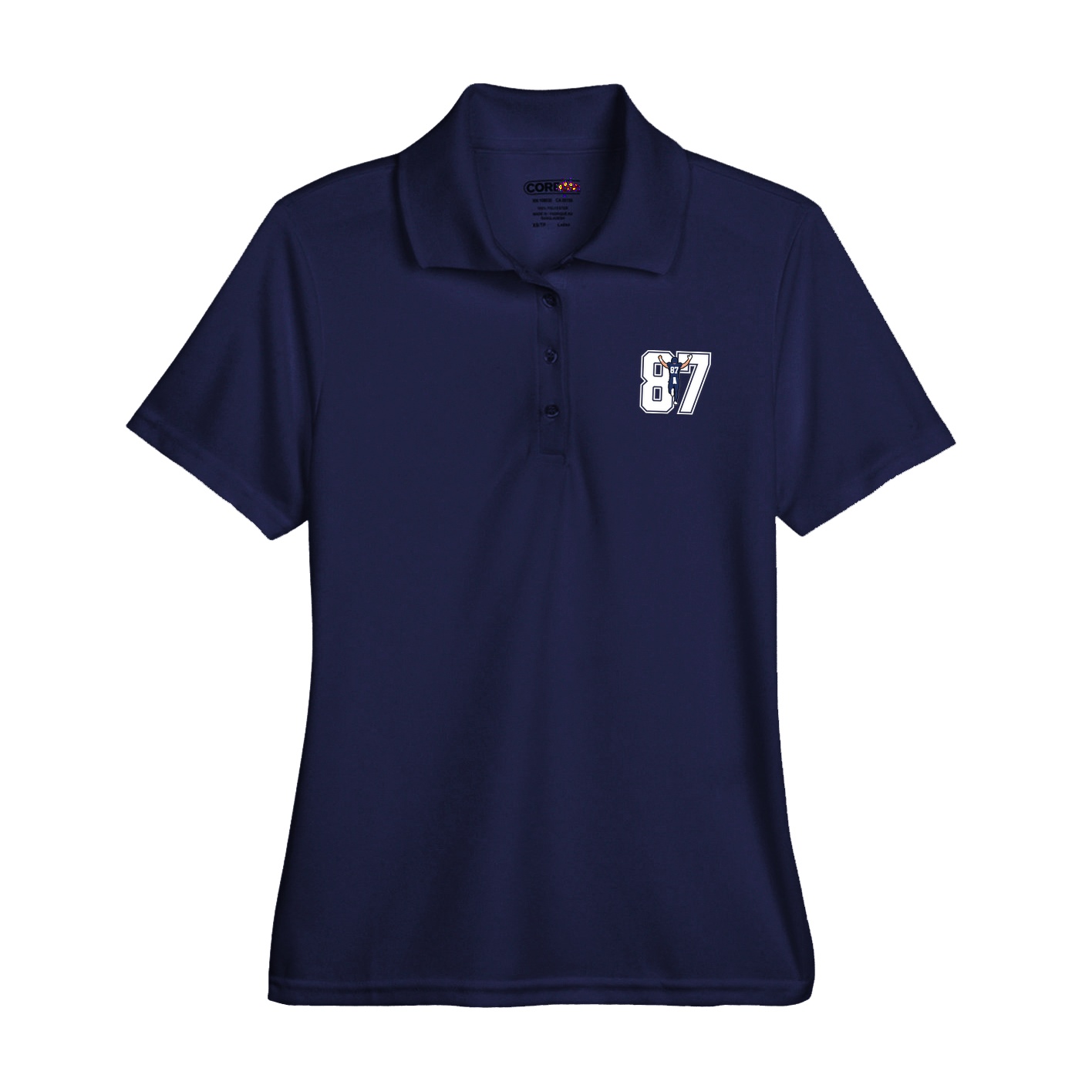 Womens Performance Polo — Number in Navy