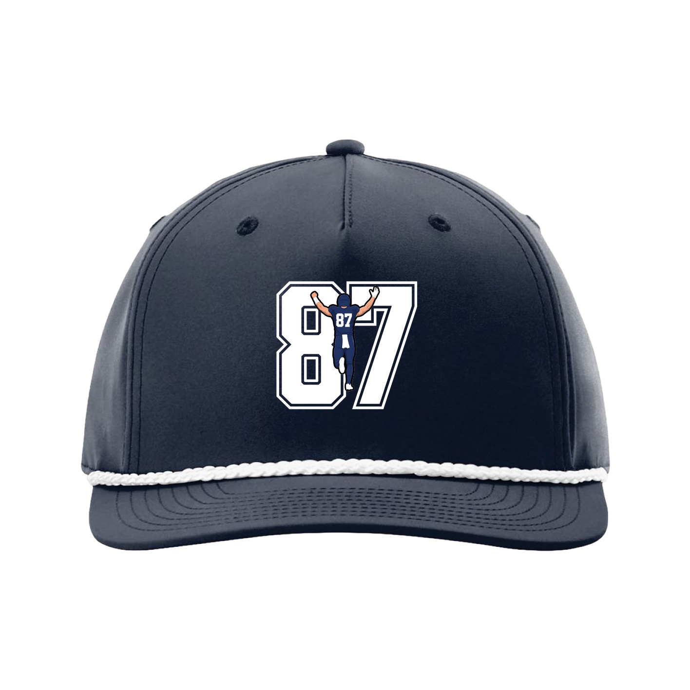 Five-Panel Classic Rope Cap — Number in Navy
