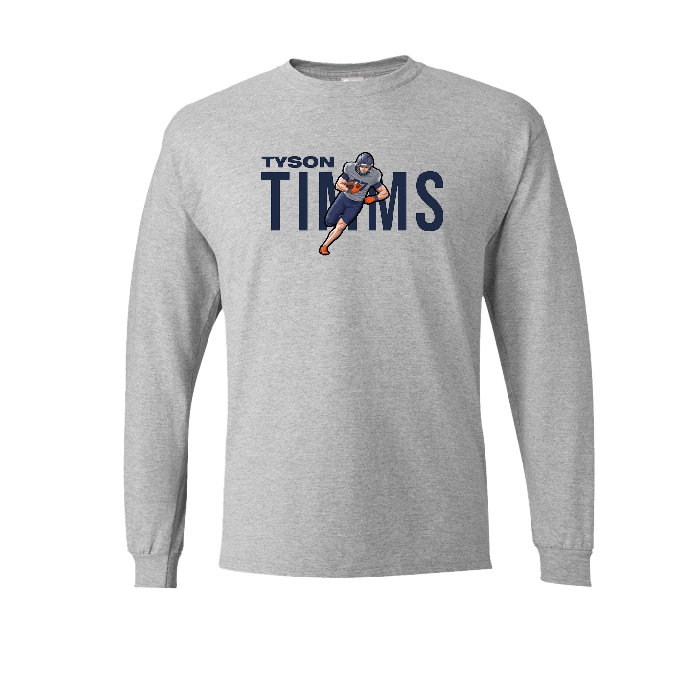 Long Sleeve Tee — Player Name in Grey