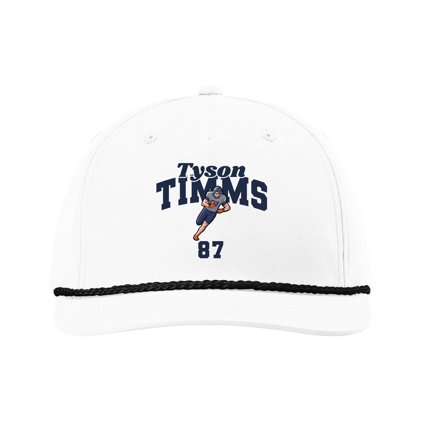 Five-Panel Classic Rope Cap — Signature Arch in White