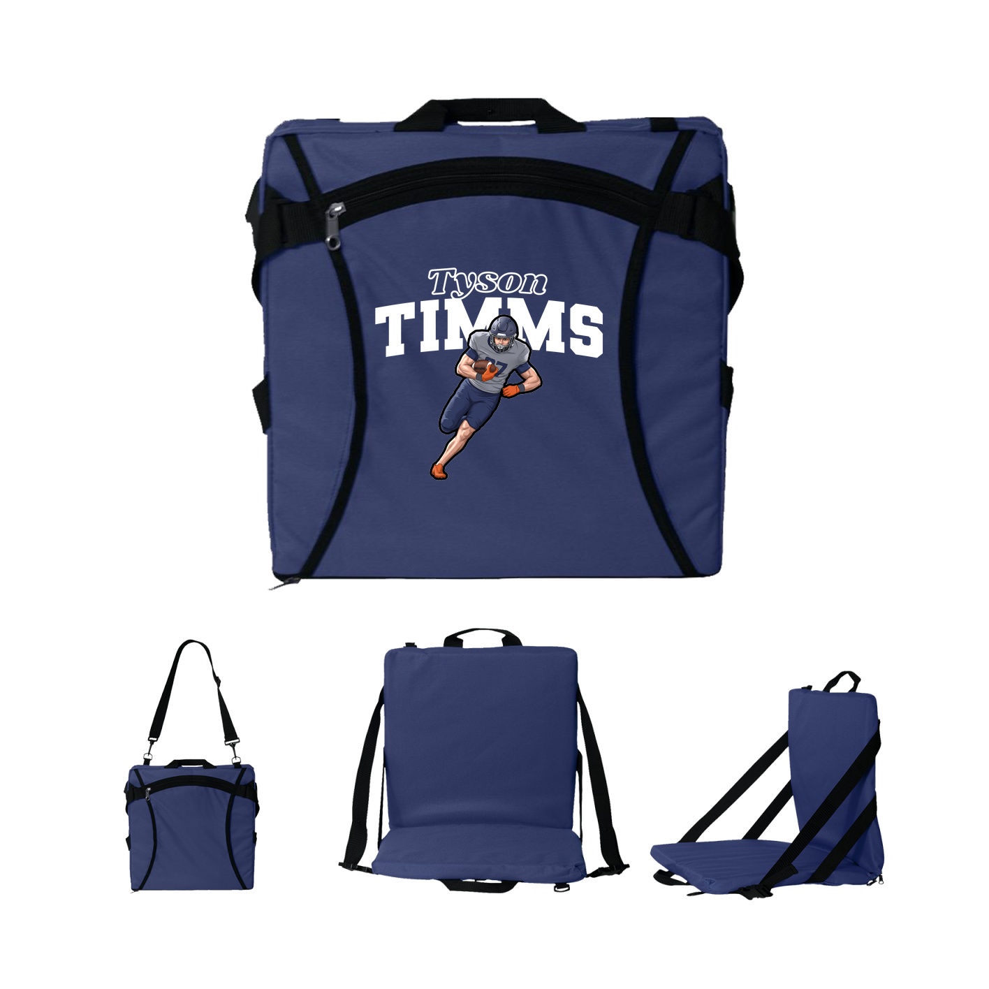Folding Stadium Seat — Name Arch in Navy