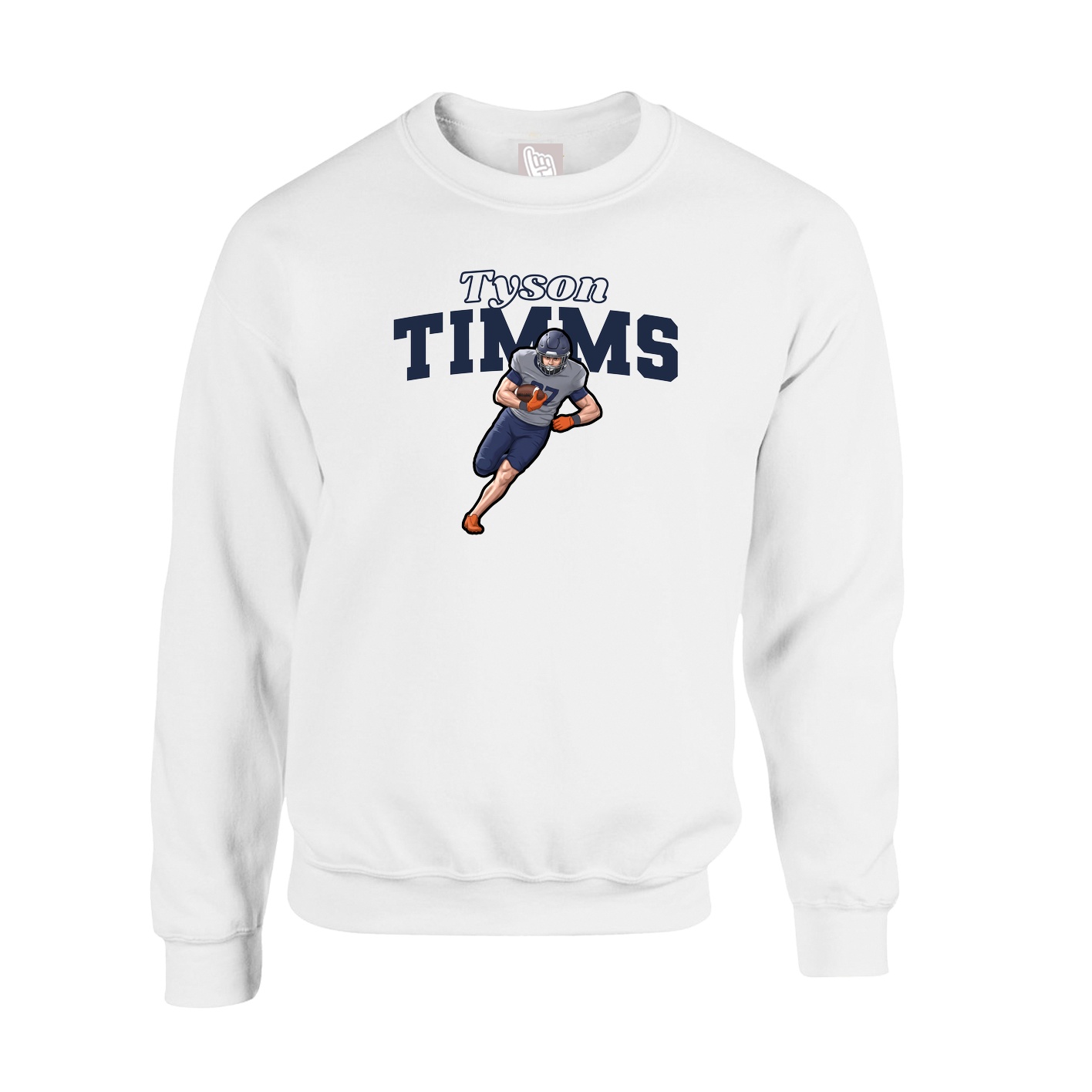 Fleece Crew — Name Arch in White