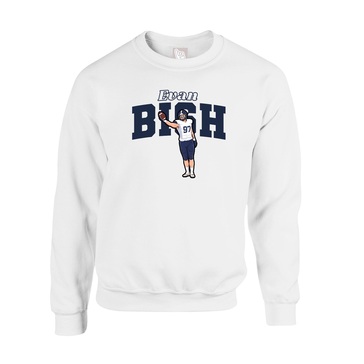 Fleece Crew — Name Arch in White