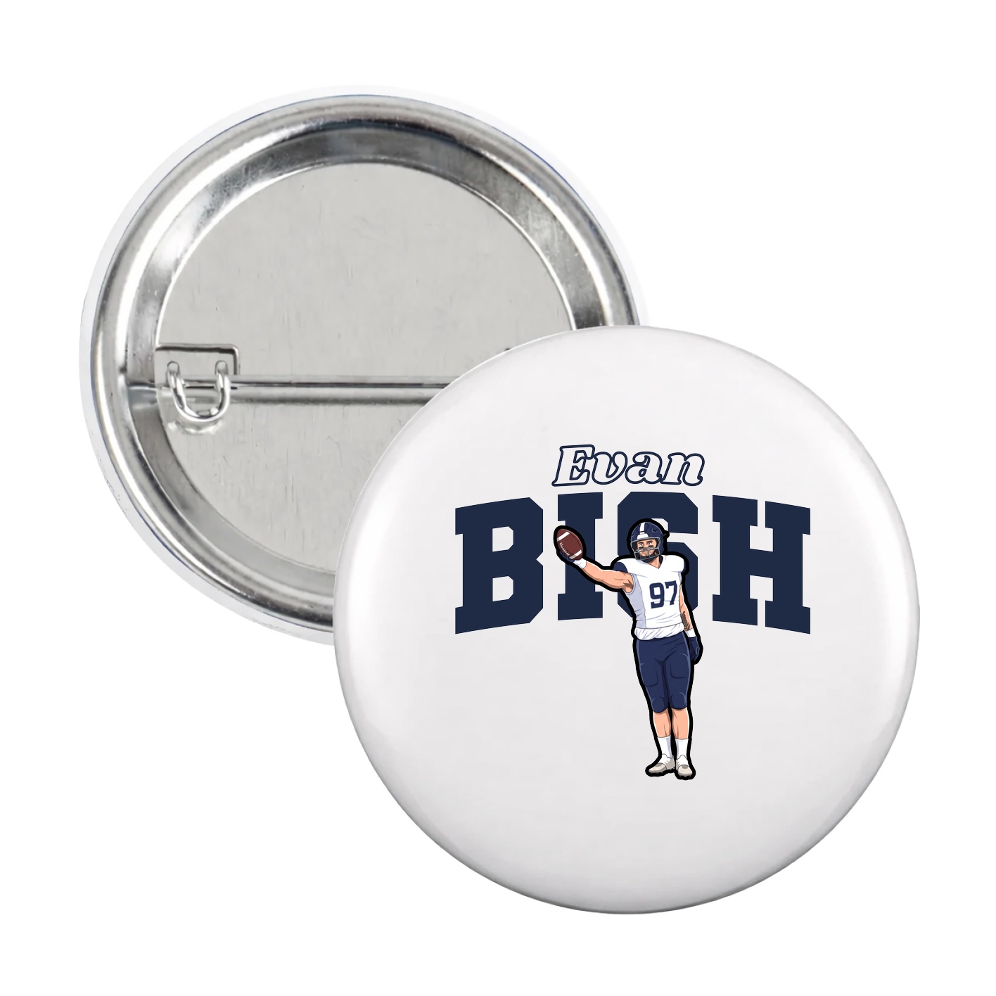 Game Day Button — Name Arch in White