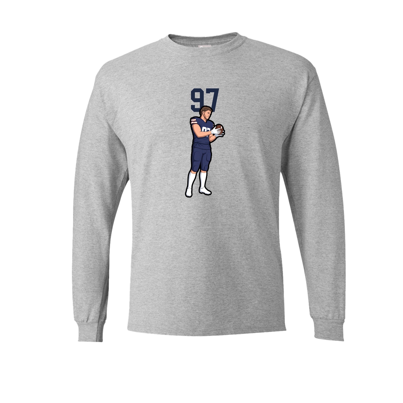 Long Sleeve Tee — Number Top in Grey
