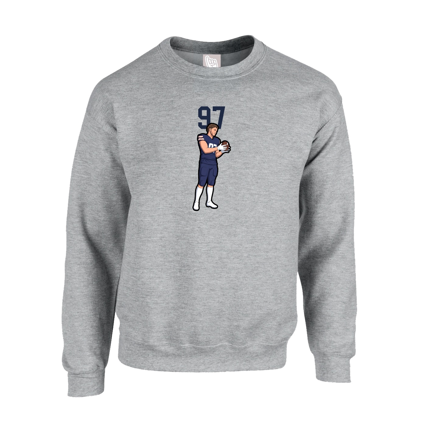 Fleece Crew — Number Top in Grey