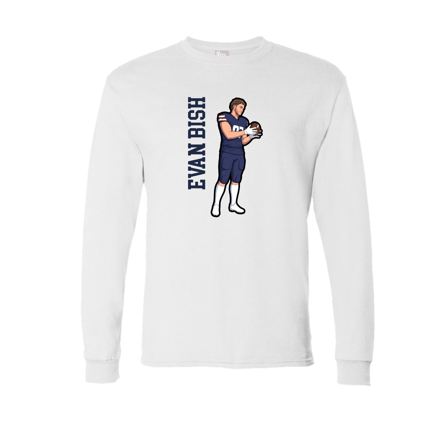 Long Sleeve Tee — Name Vertical in White