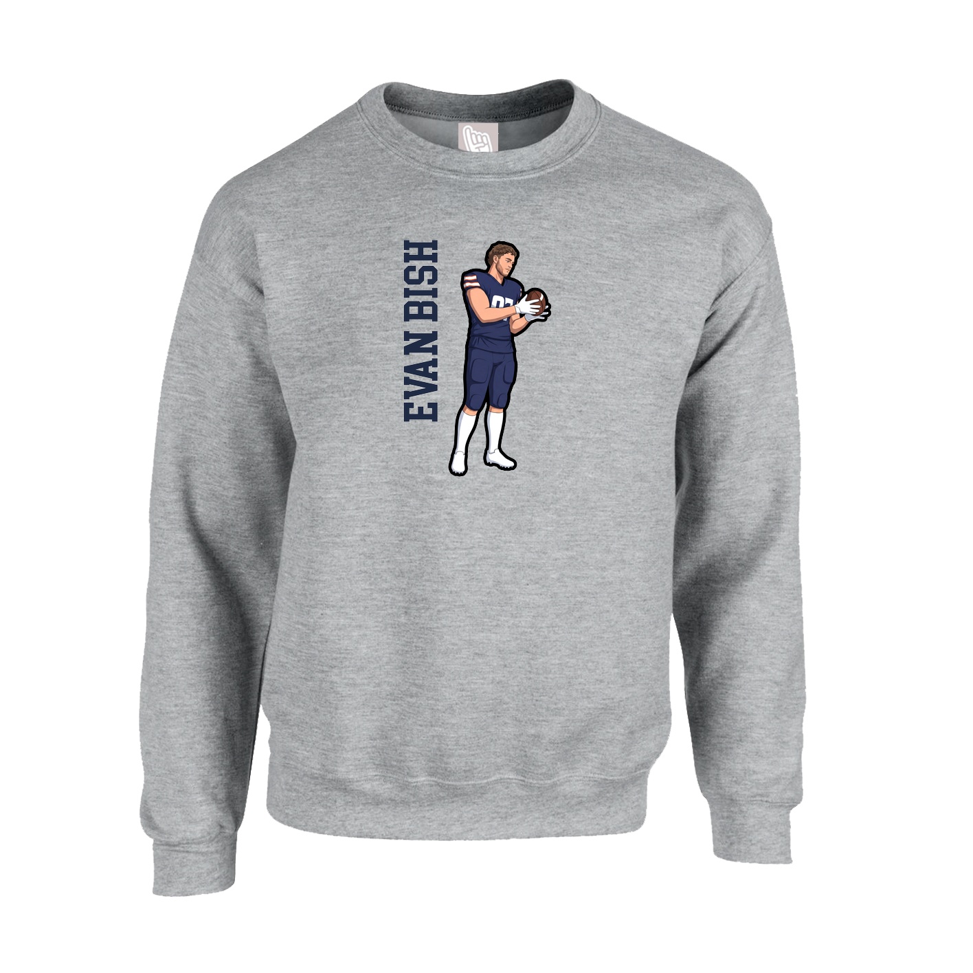 Fleece Crew — Name Vertical in Grey