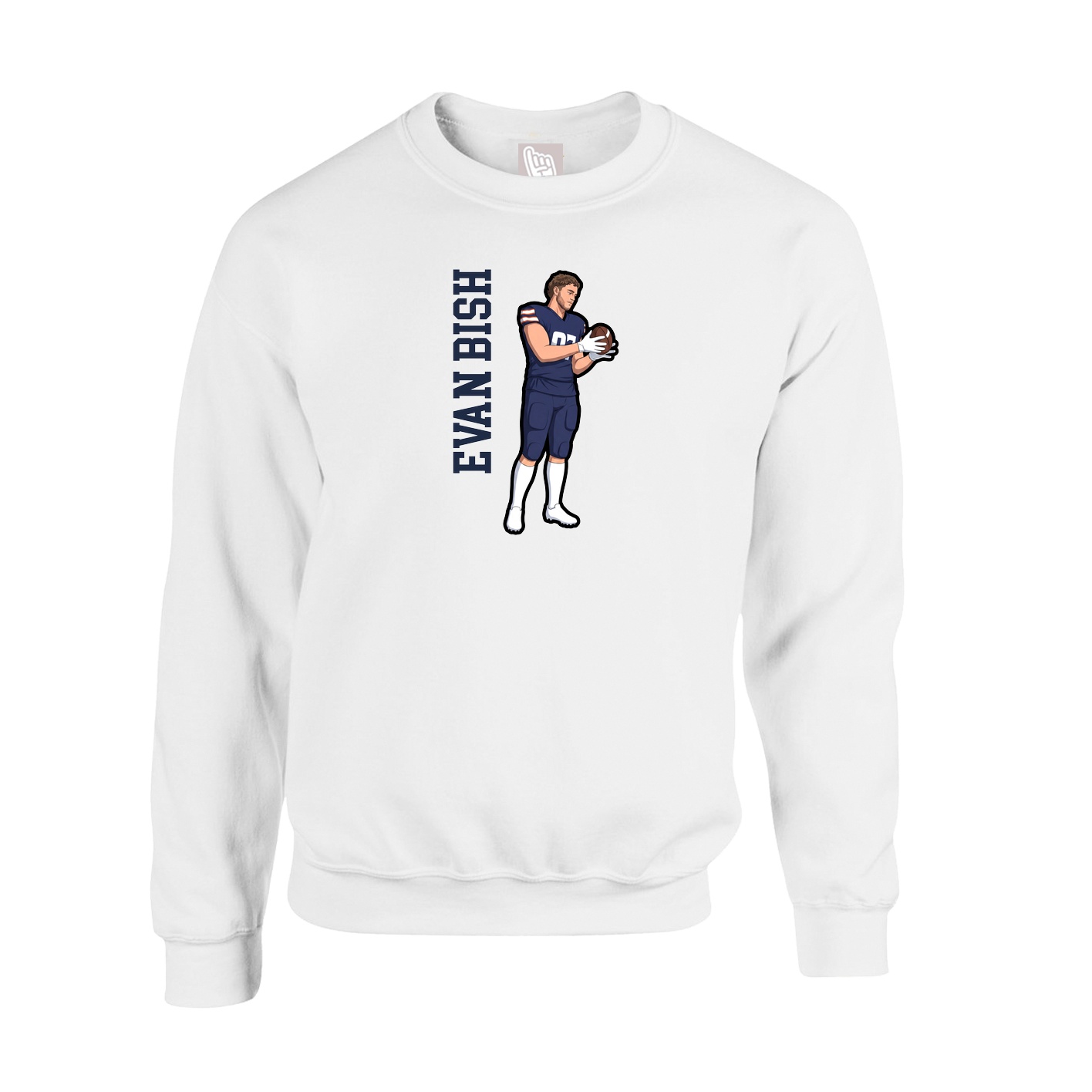 Fleece Crew — Name Vertical in White