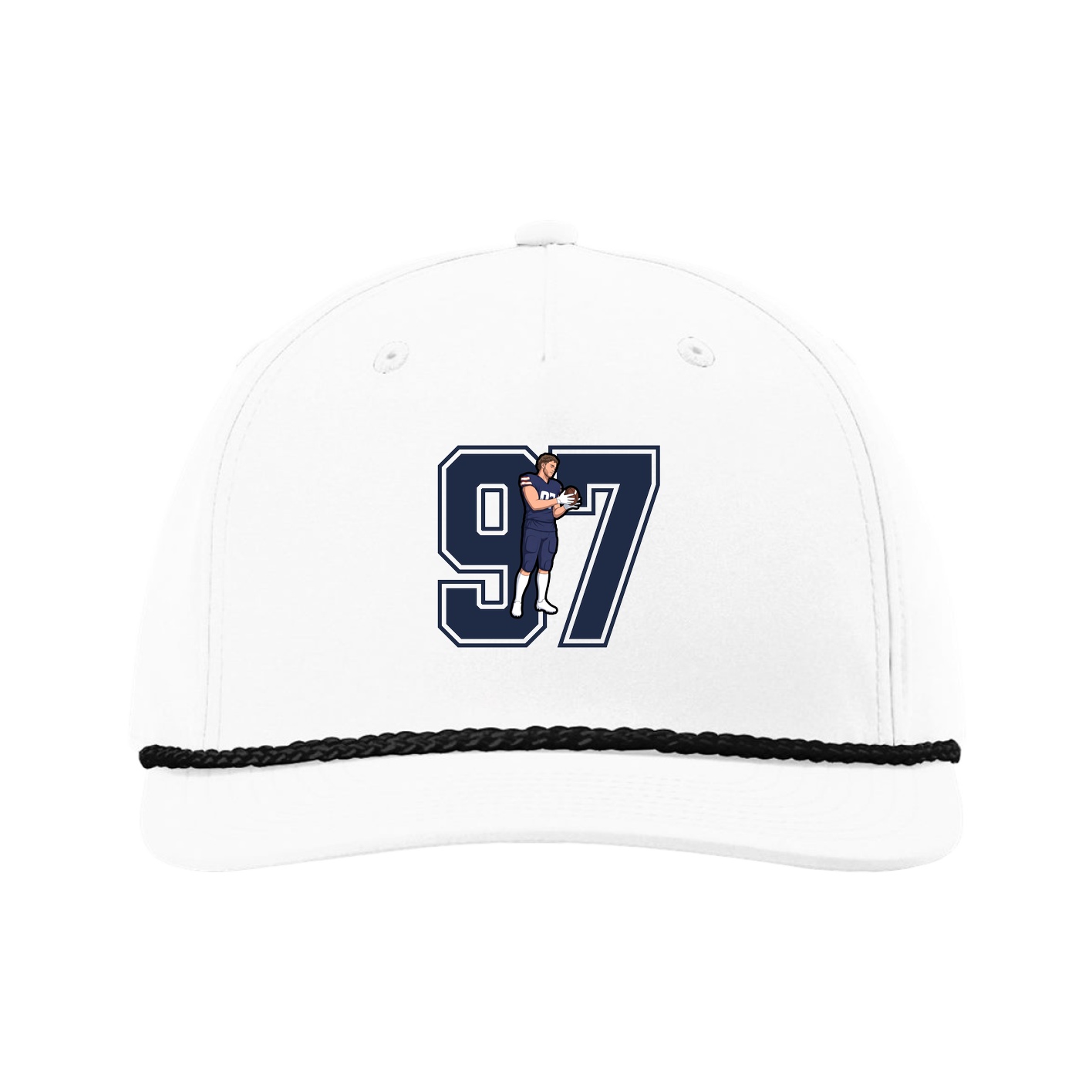 Five-Panel Classic Rope Cap — Number in White