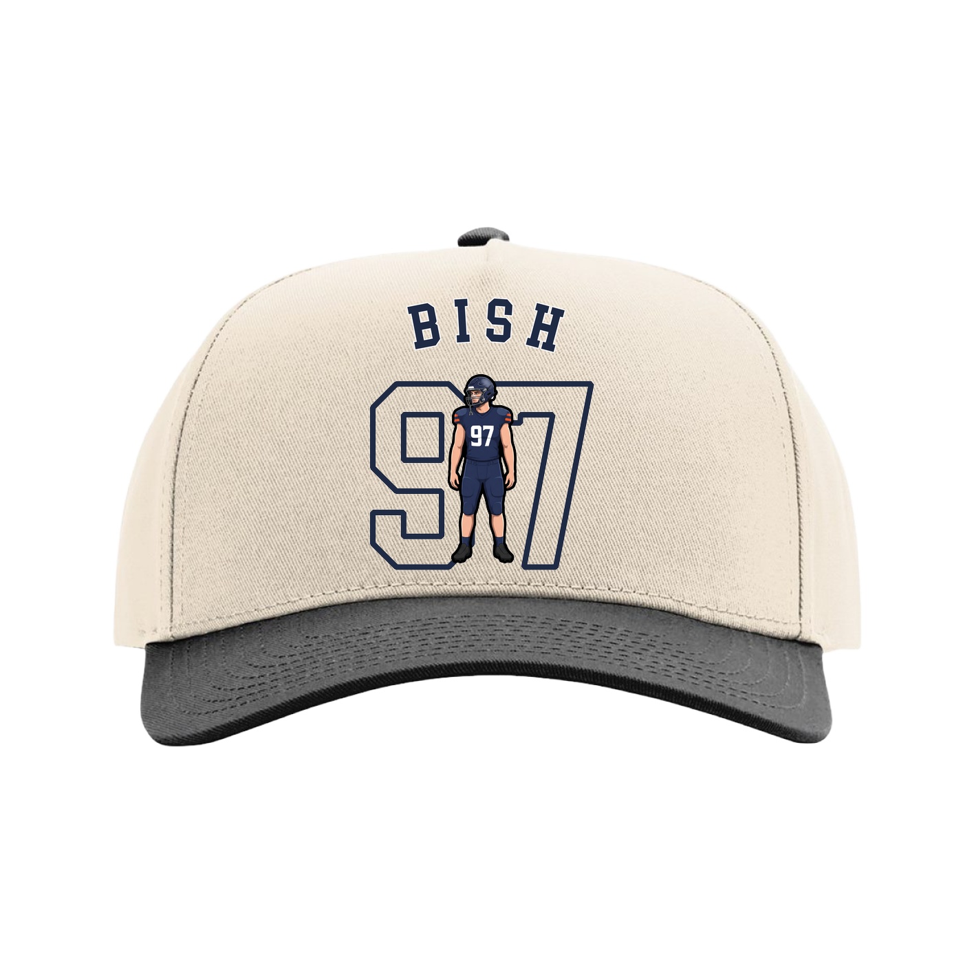 Full Fabric Five-Panel Champ Cap — Shirsey Arch in Cream/Black