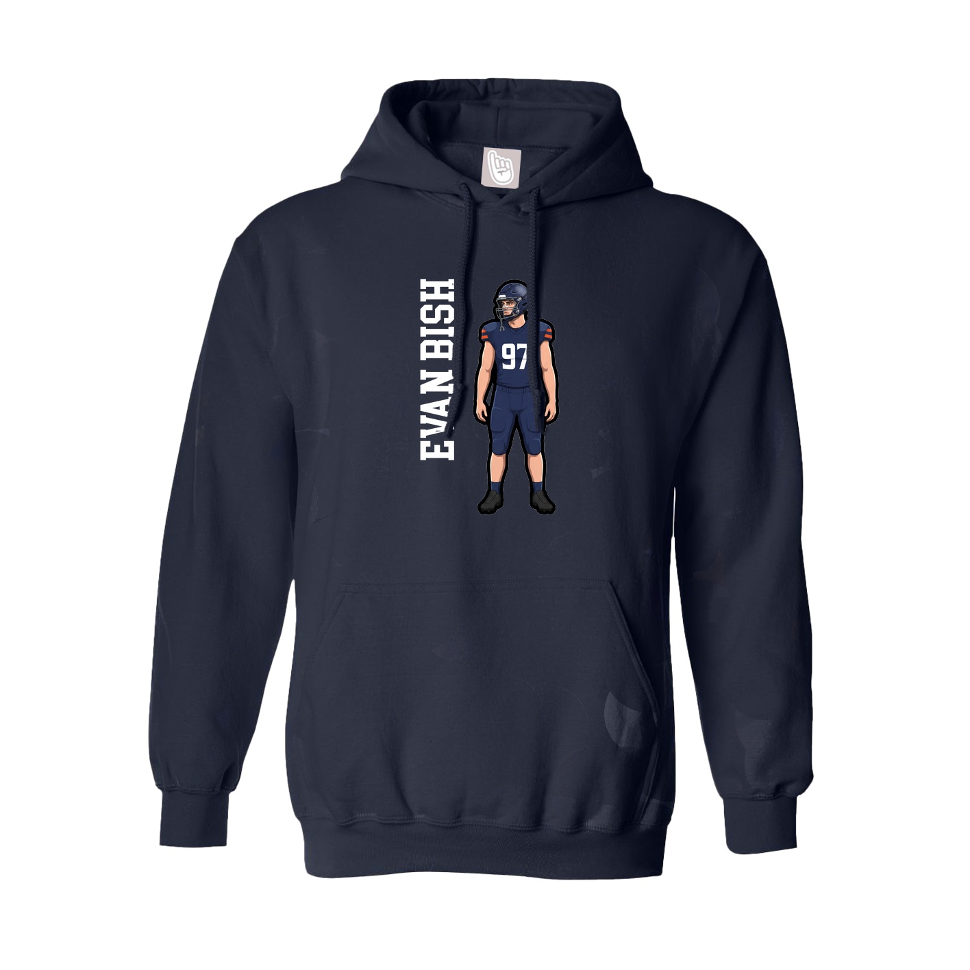 Hoodie — Name Vertical in Navy