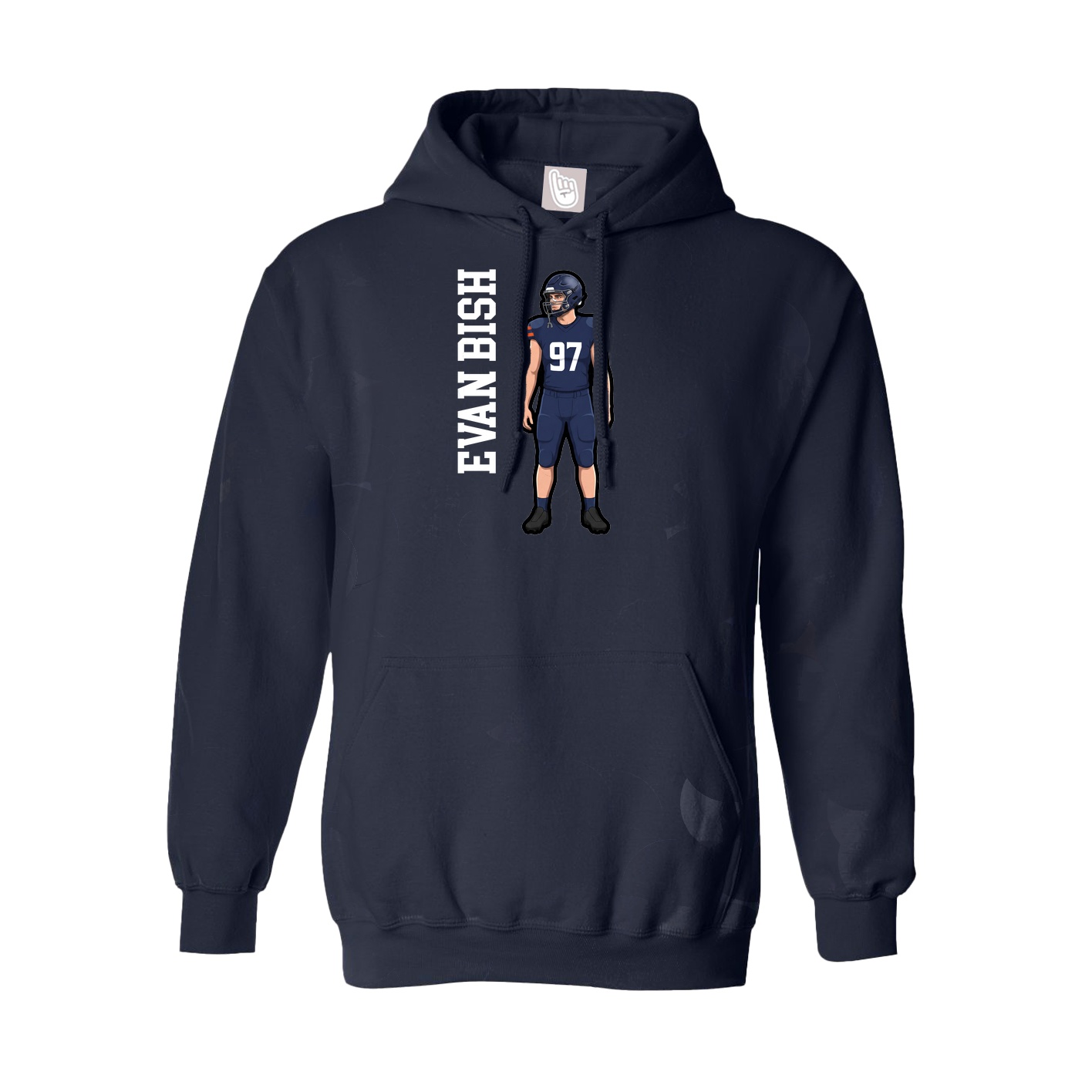 Youth Hoodie — Name Vertical in Navy