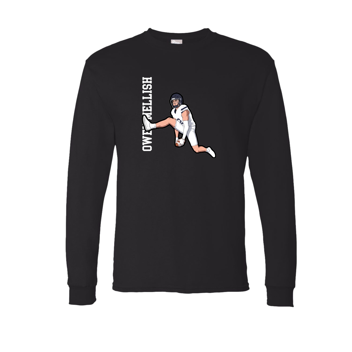 Long Sleeve Tee — Name Vertical in Black