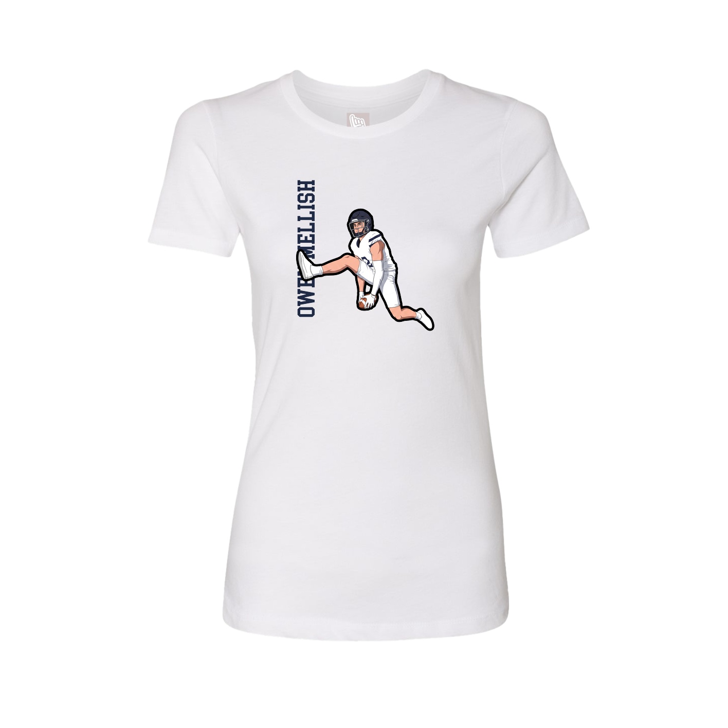 Womens Tee — Name Vertical in White