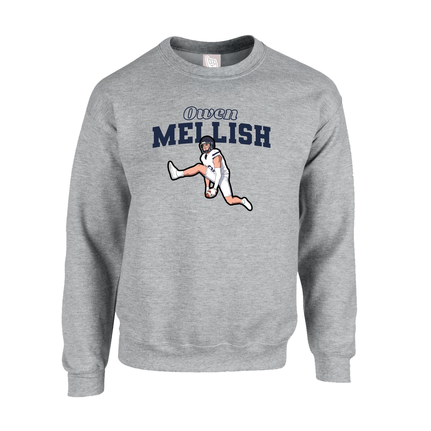 Fleece Crew — Name Arch in Grey