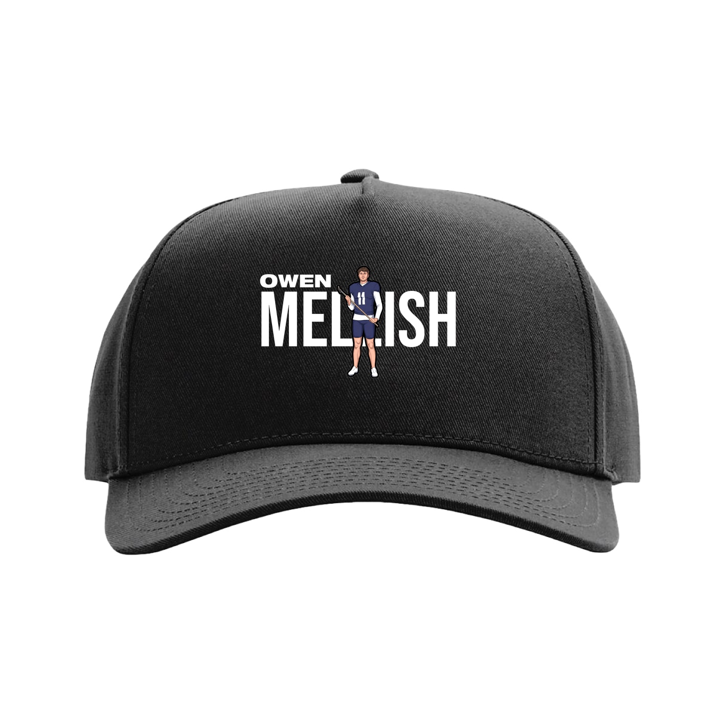 Full Fabric Five-Panel Champ Cap — Player Name in Black