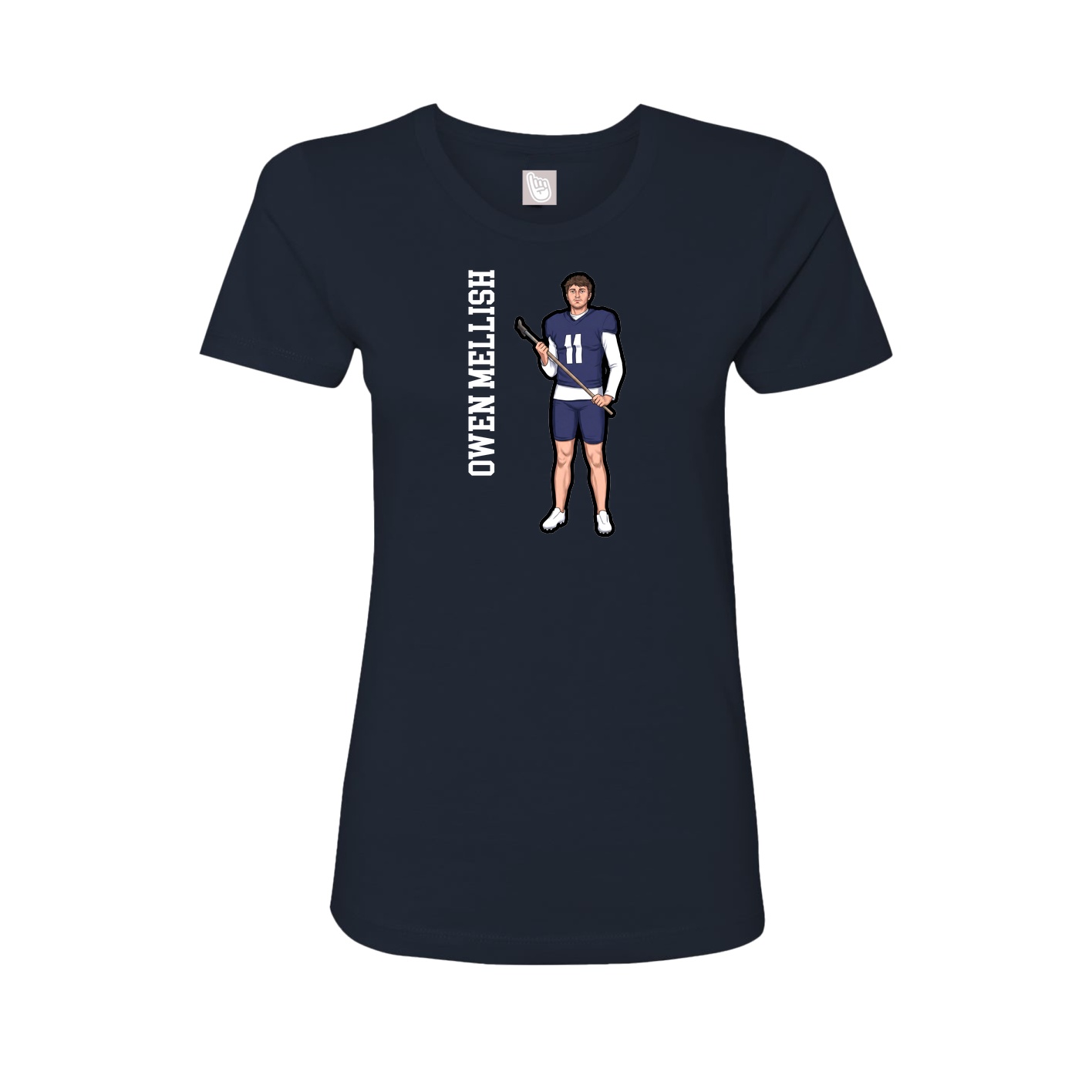 Fitted Women's Tee — Name Vertical in Navy