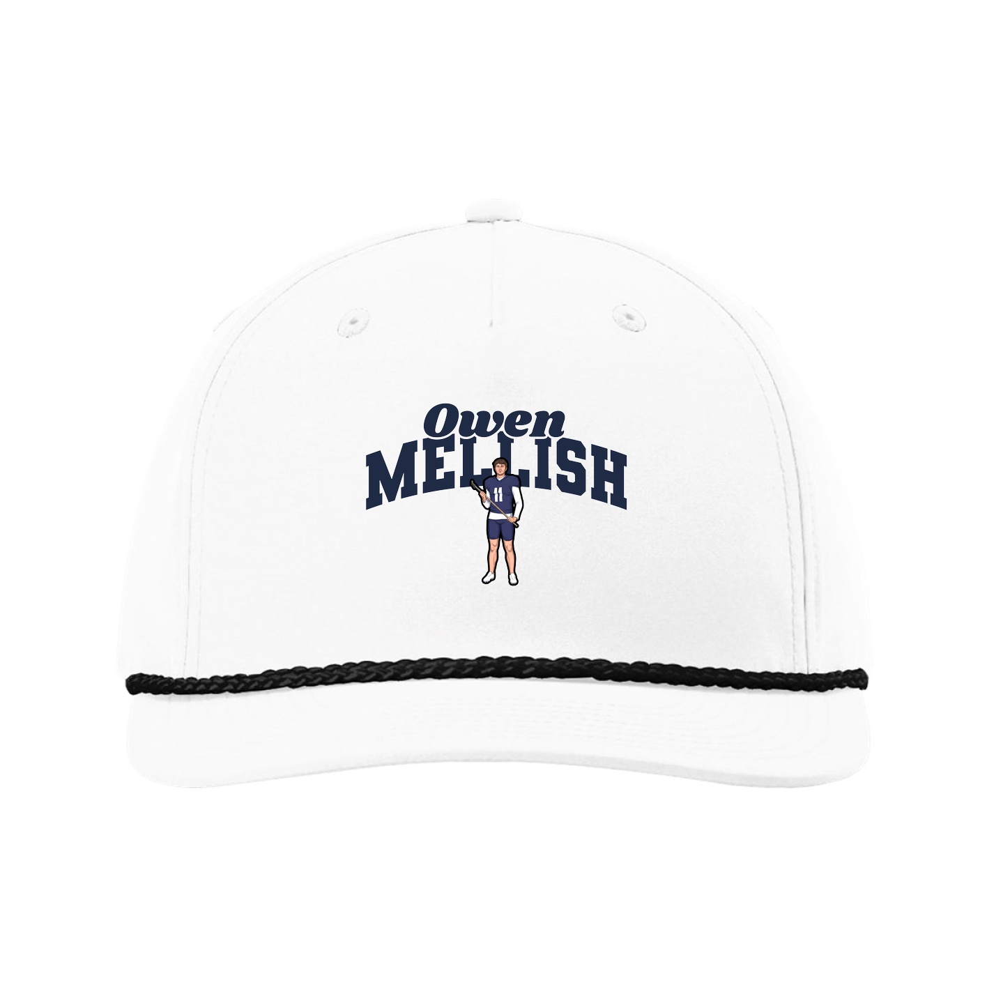 Five-Panel Classic Rope Cap — Signature Arch in White