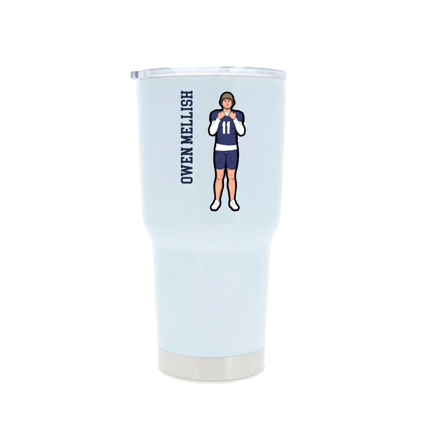 30oz Stainless Steel Tumbler — Name Vertical in White