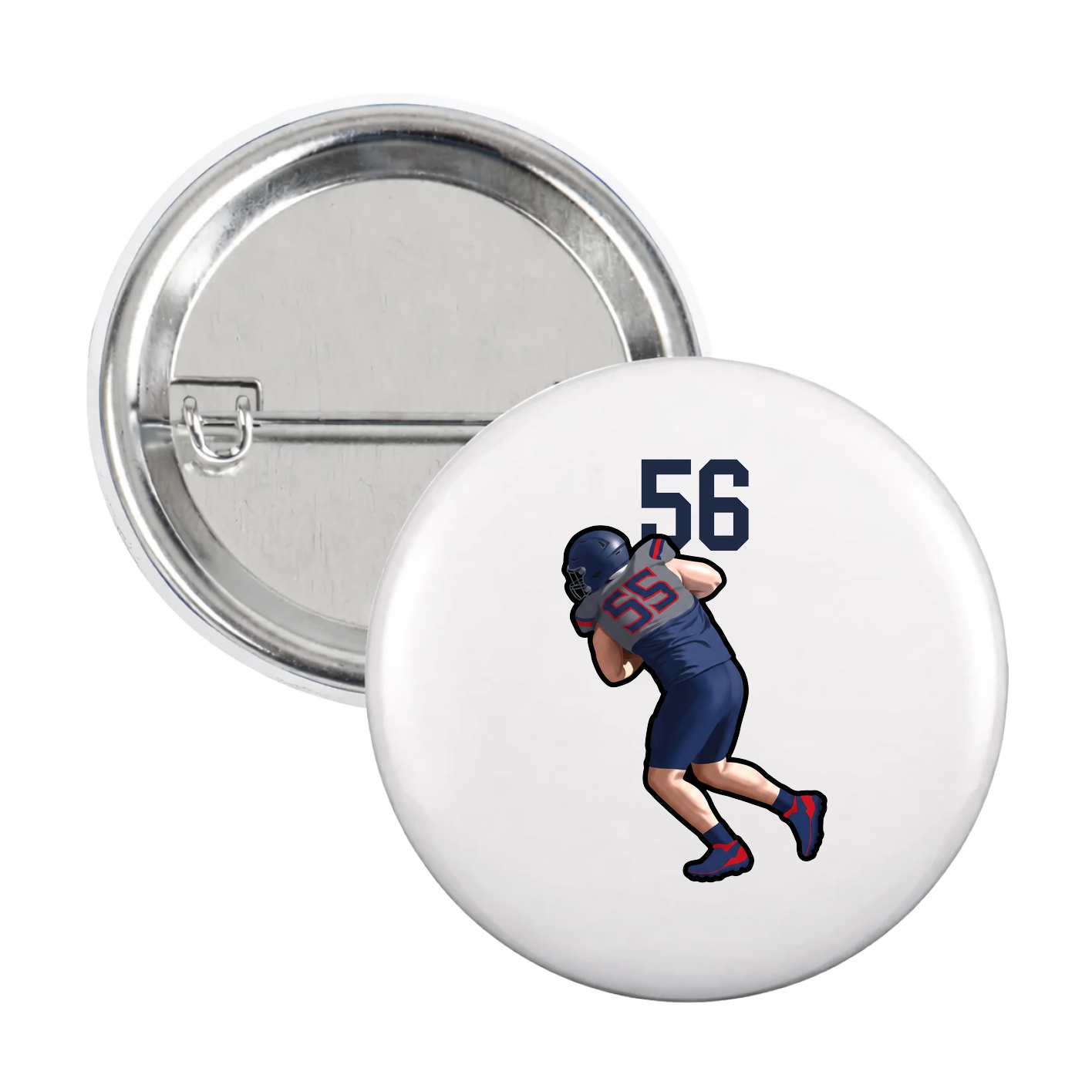 Game Day Button — Number Top in White