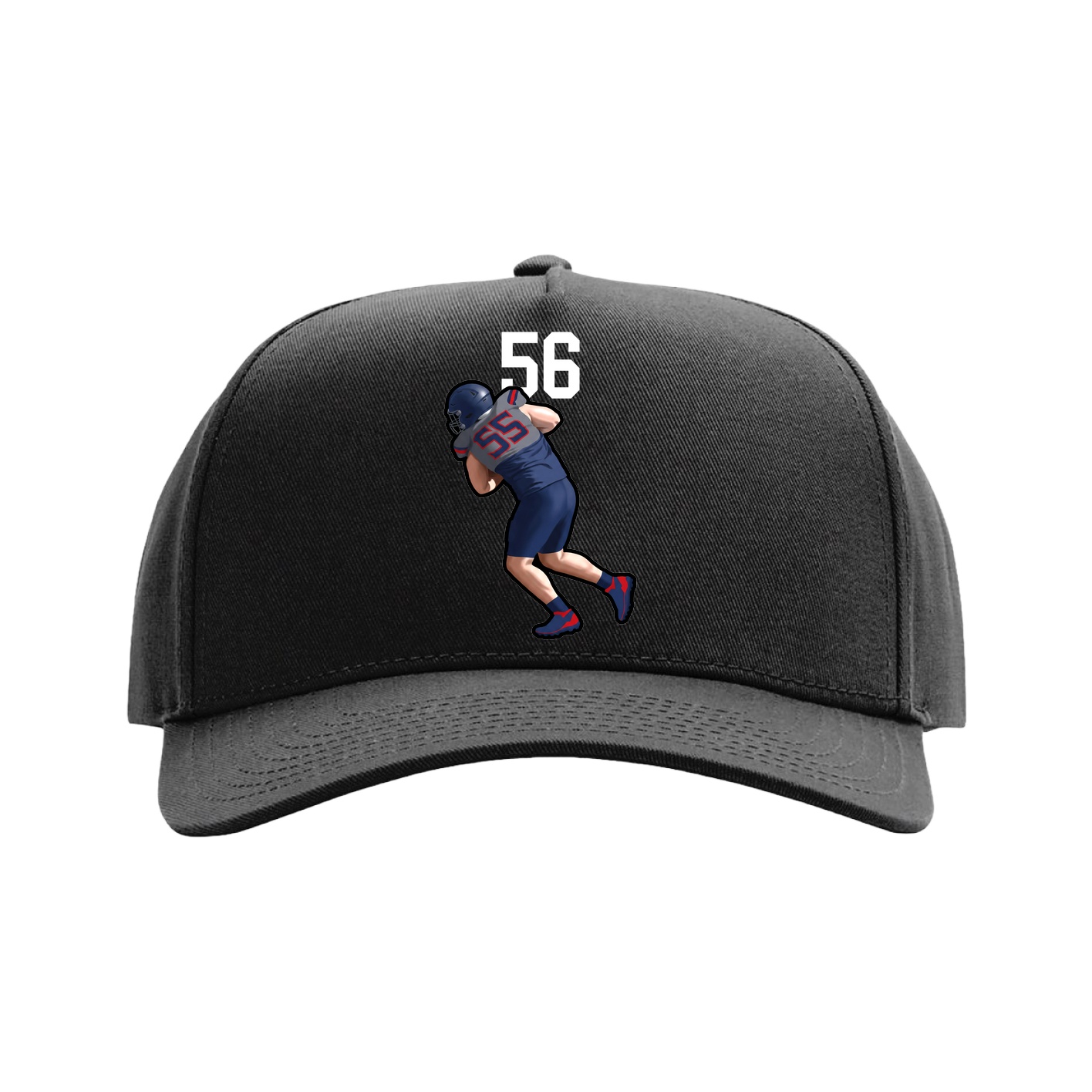 Full Fabric Five-Panel Champ Cap — Number Top in Black