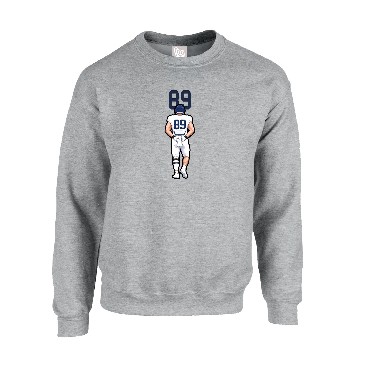Fleece Crew — Number Top in Grey