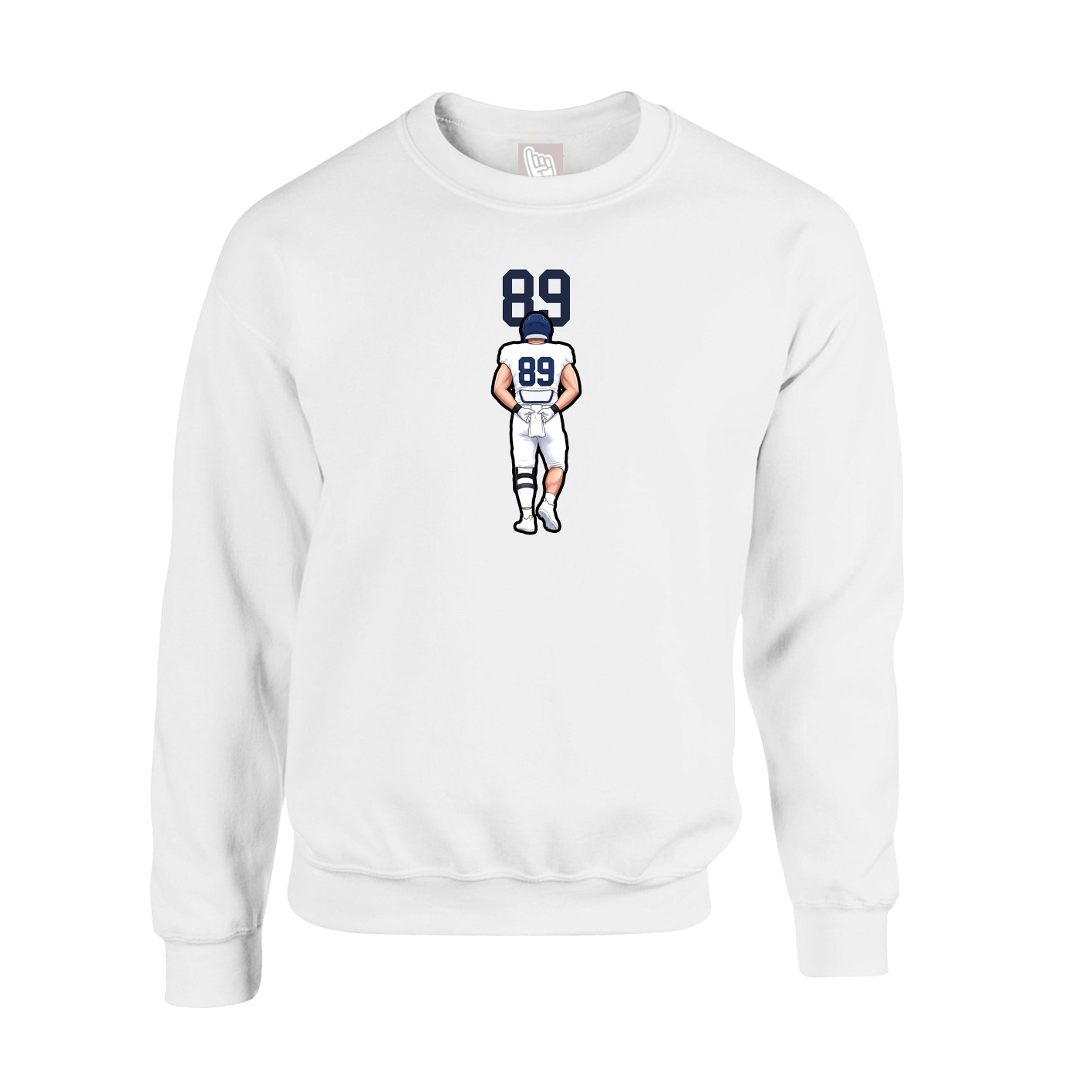 Fleece Crew — Number Top in White