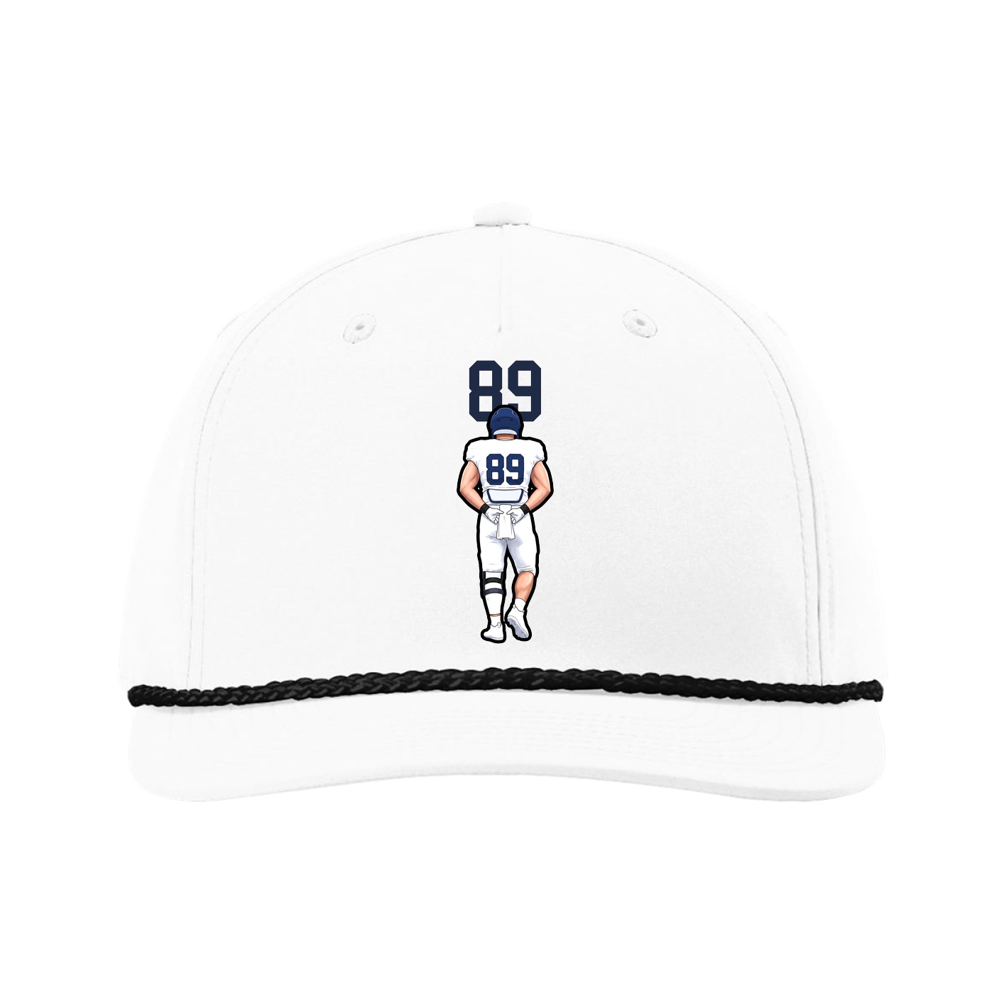 Five-Panel Classic Rope Cap — Number Top in White