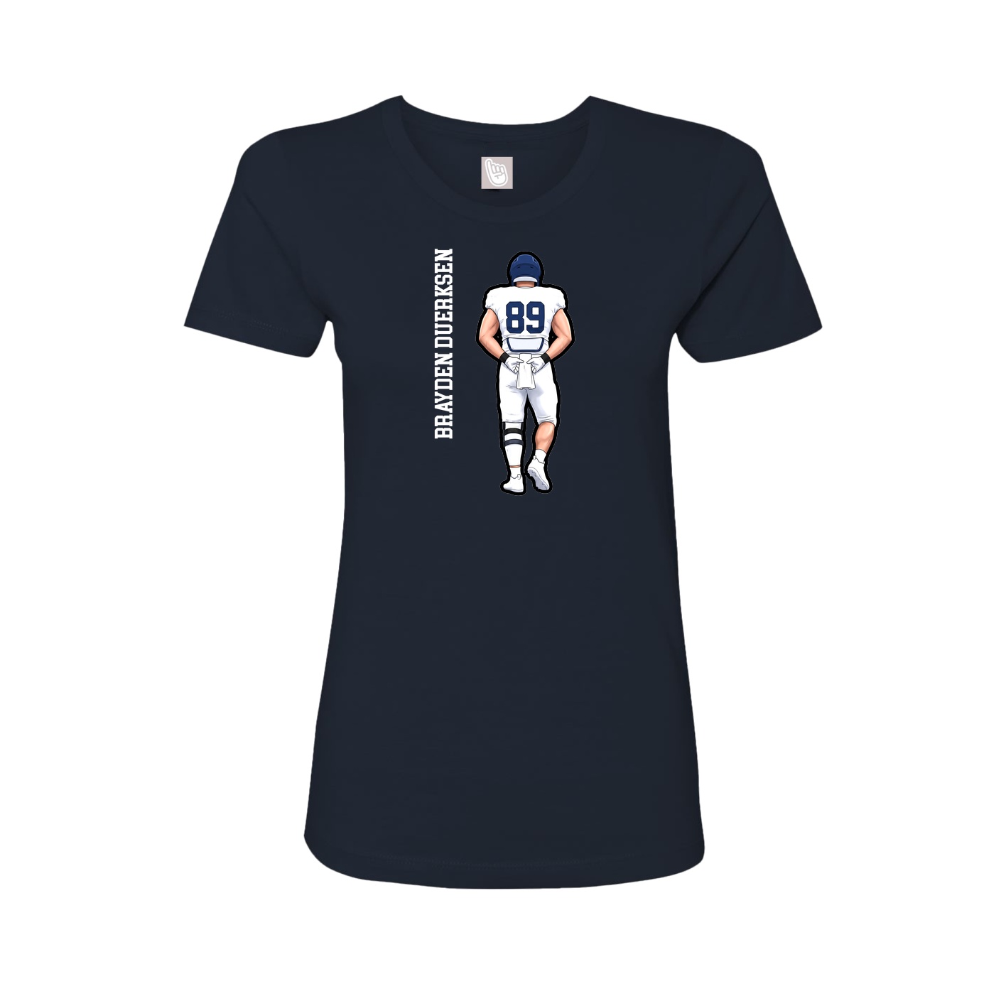 Womens Tee — Name Vertical in Navy