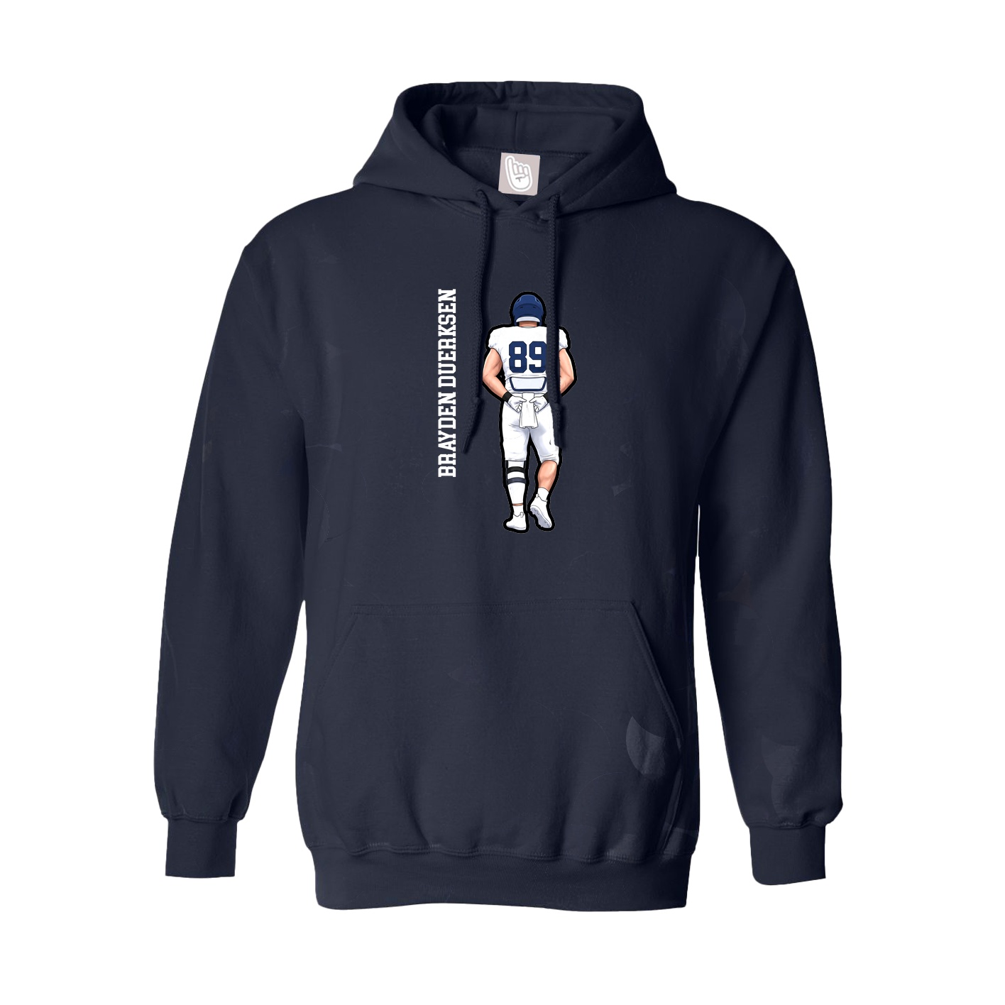 Hoodie — Name Vertical in Navy
