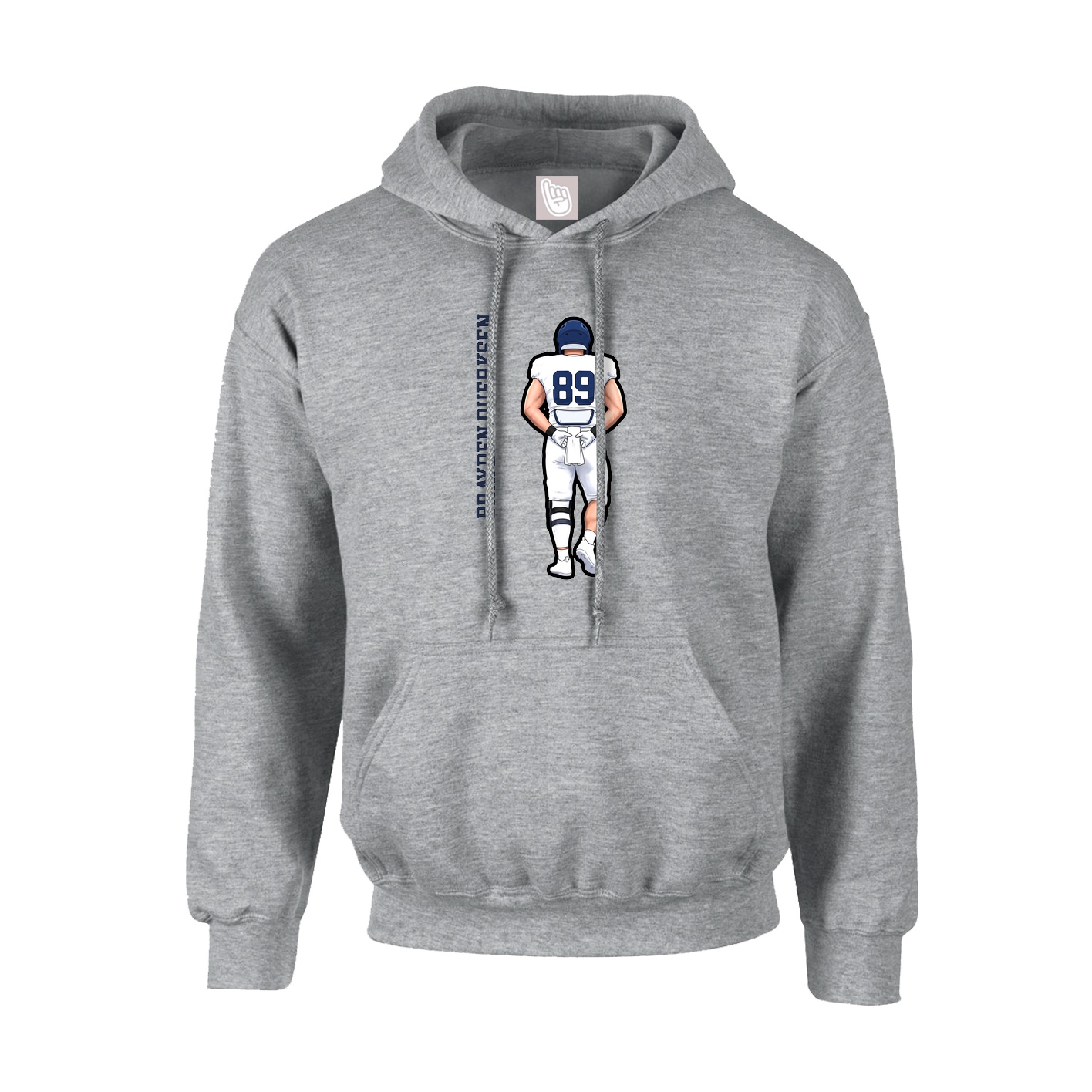 Youth Hoodie — Name Vertical in Grey