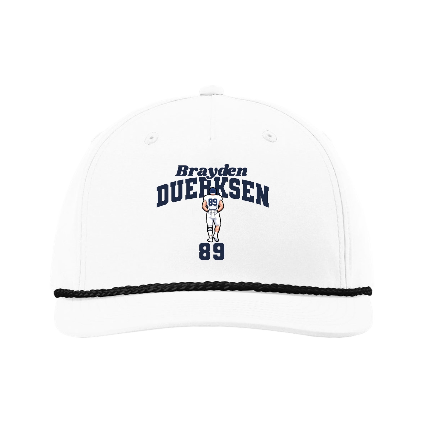 Five-Panel Classic Rope Cap — Signature Arch in White