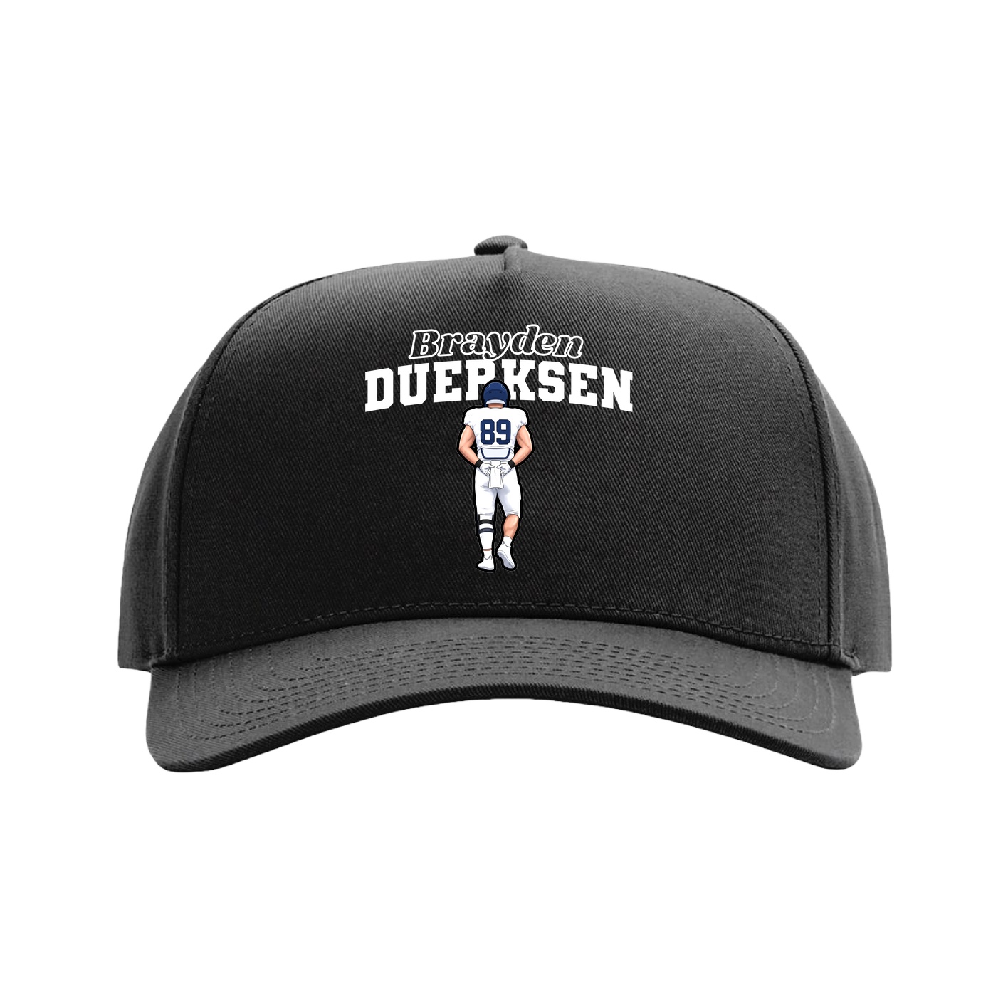 Full Fabric Five-Panel Champ Cap — Name Arch in Black