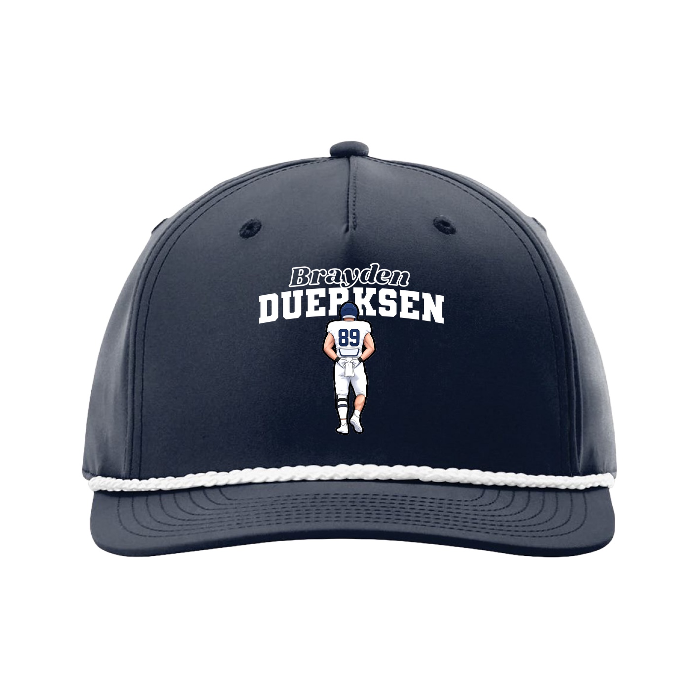 Five-Panel Classic Rope Cap — Name Arch in Navy