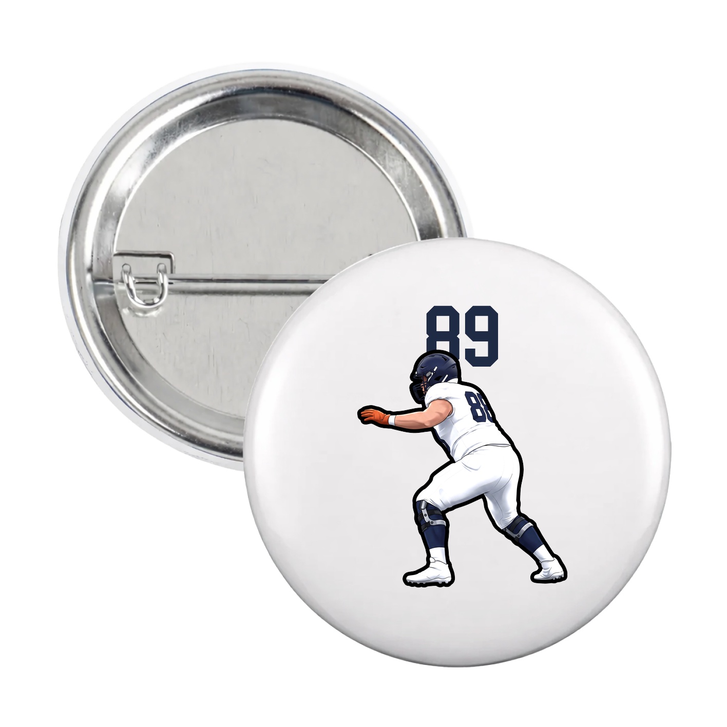 Game Day Button — Number Top in White