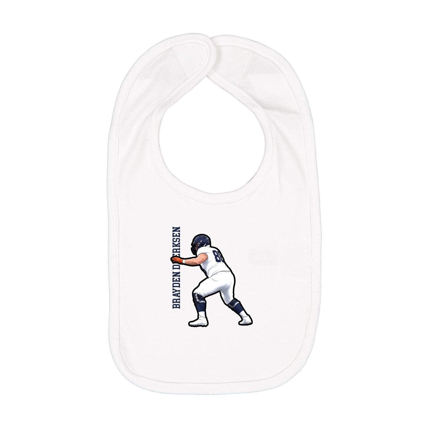 Infant Bib — Name Vertical in White