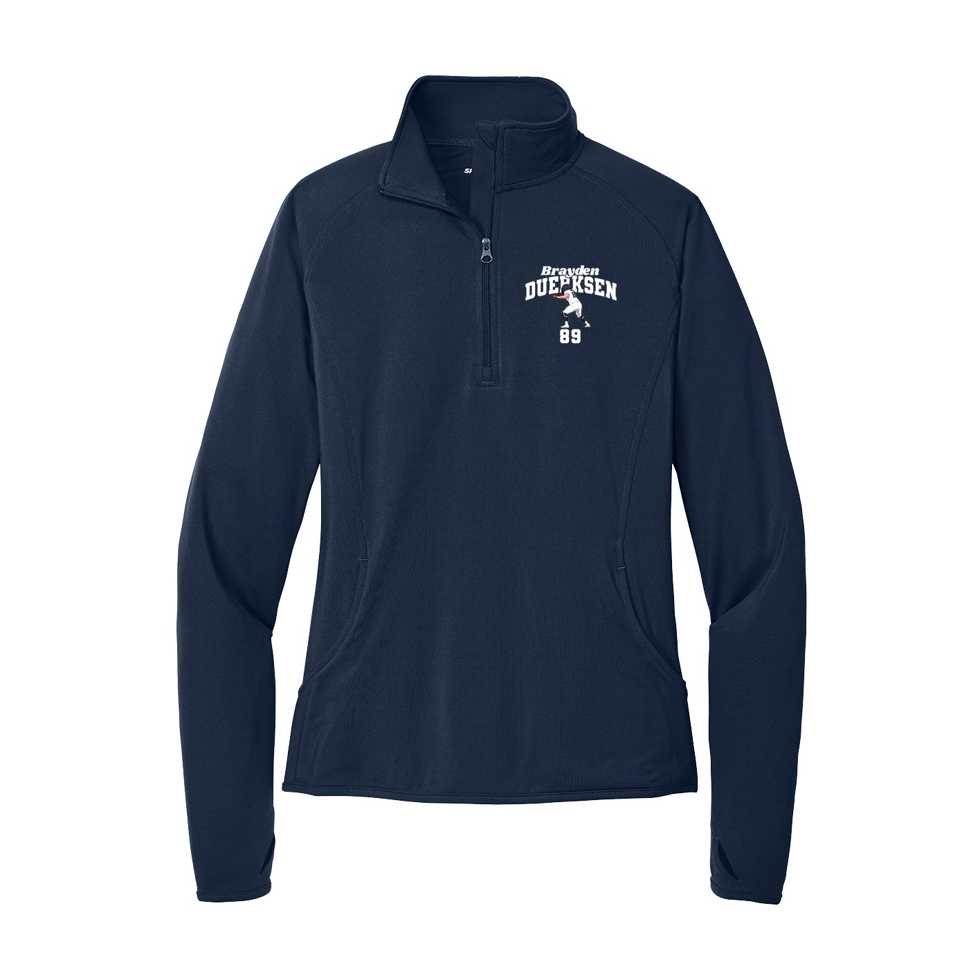 Women's Q-Zip Pullover — Signature Arch in Navy