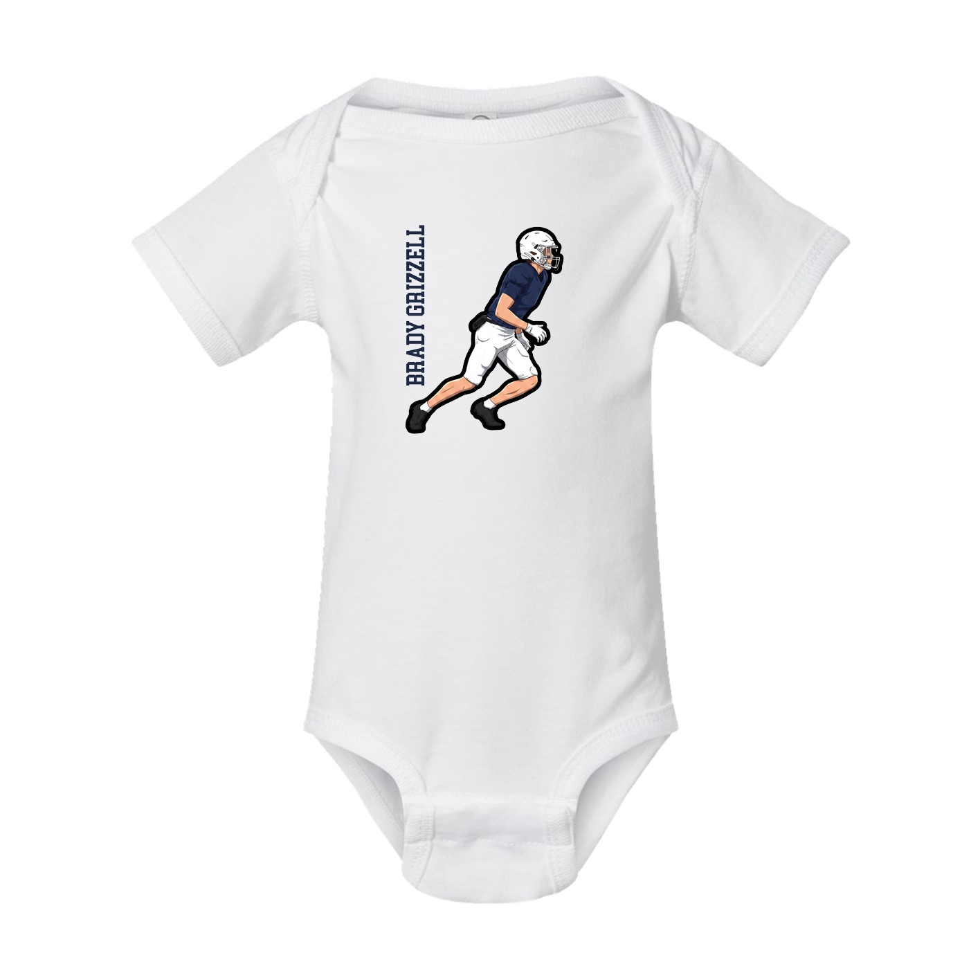 Baby Onesie — Name Vertical in White