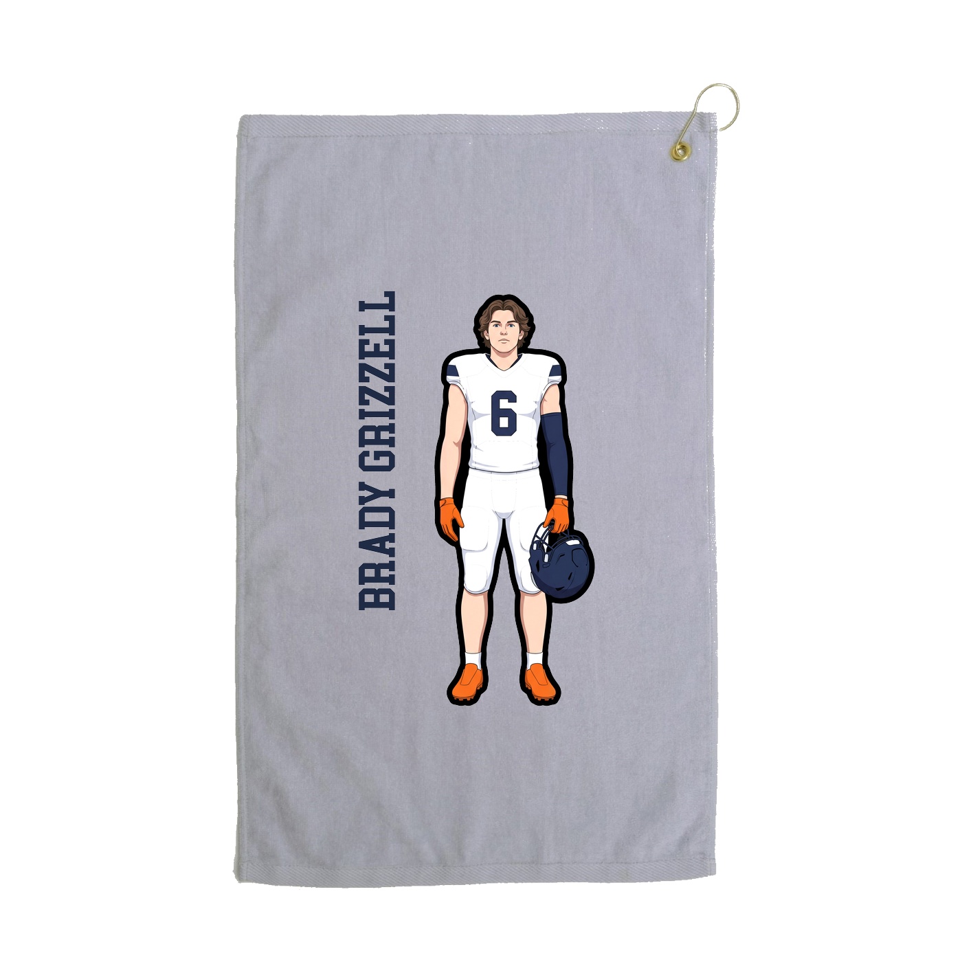 Golf Towel — Name Vertical in Grey