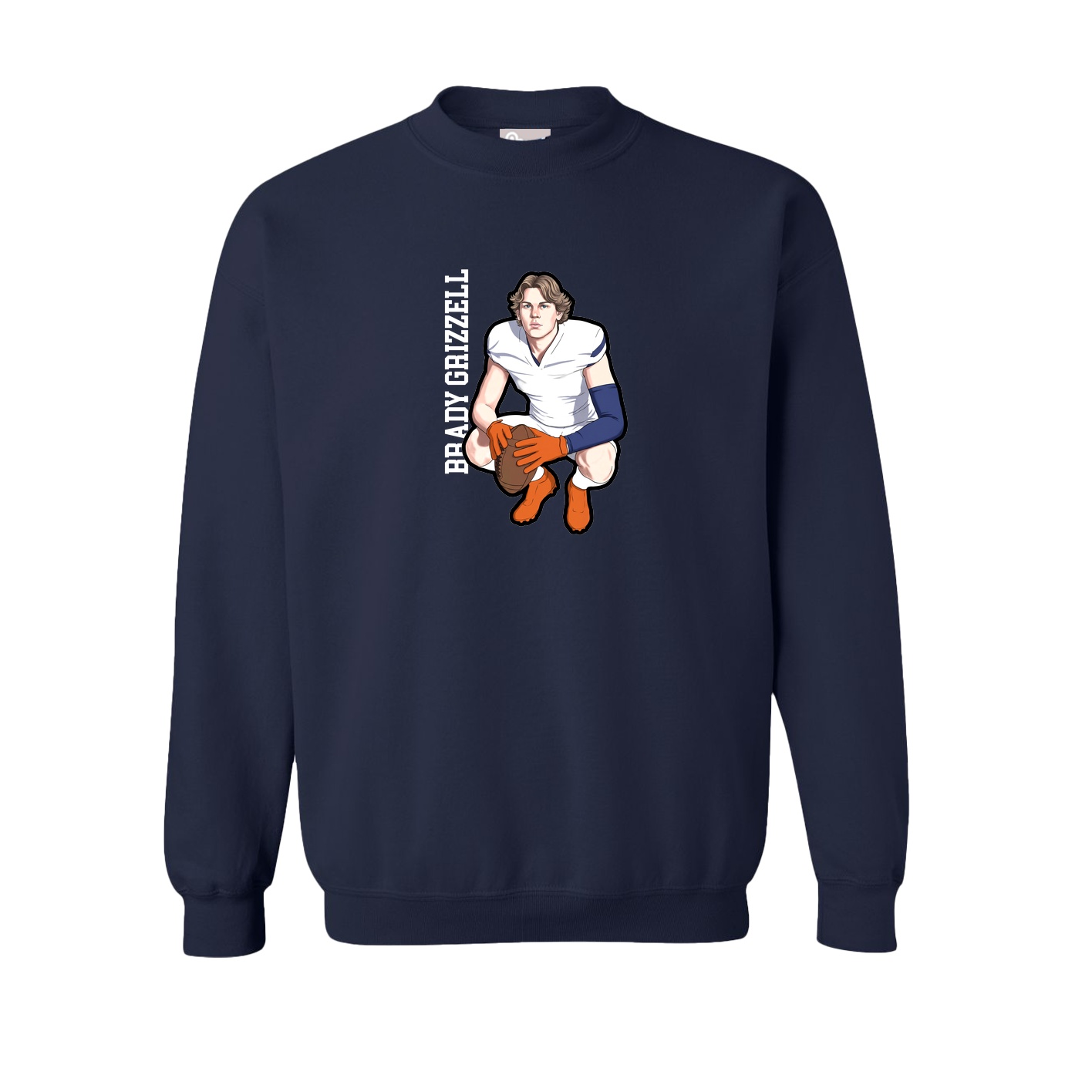 Fleece Crew — Name Vertical in Navy