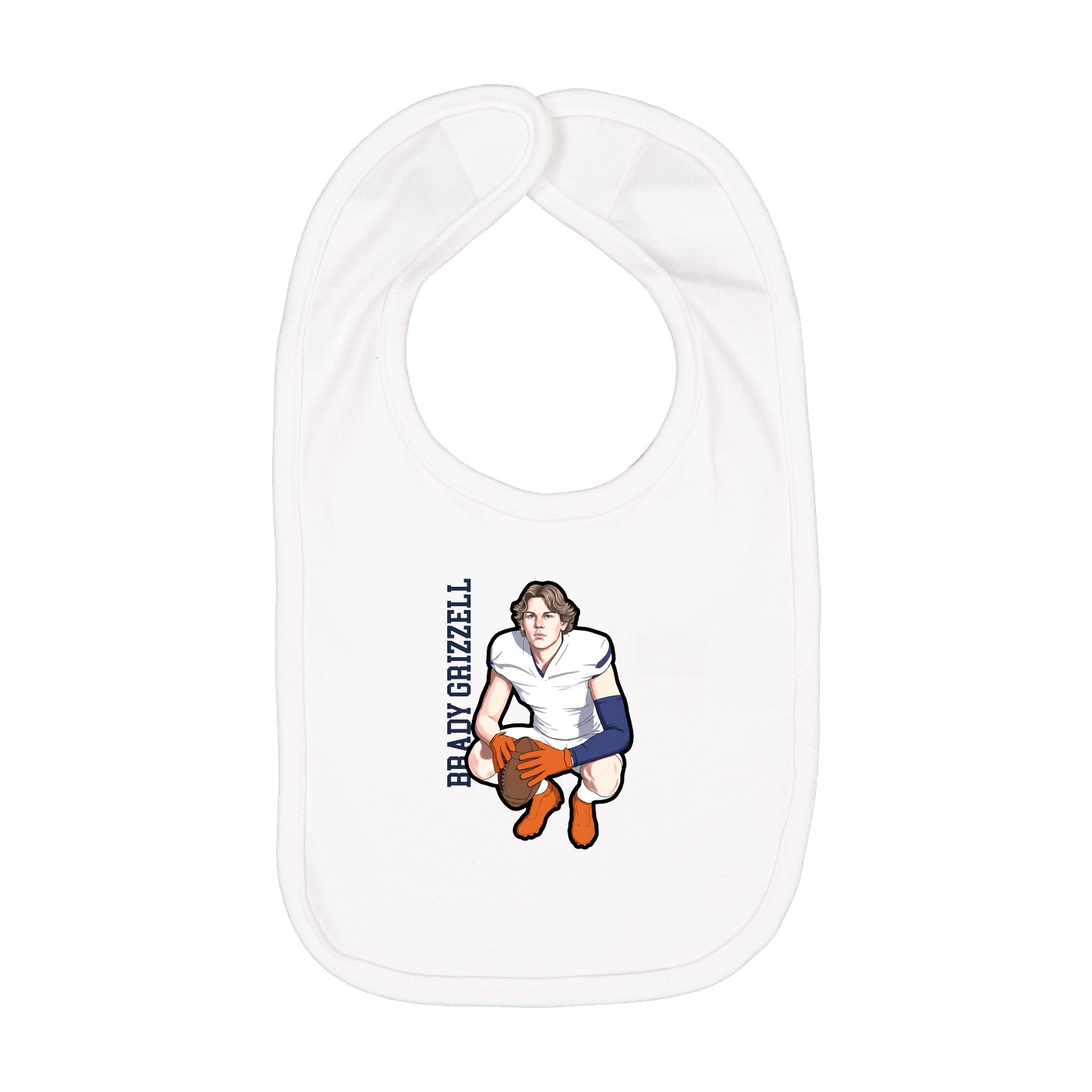 Infant Bib — Name Vertical in White